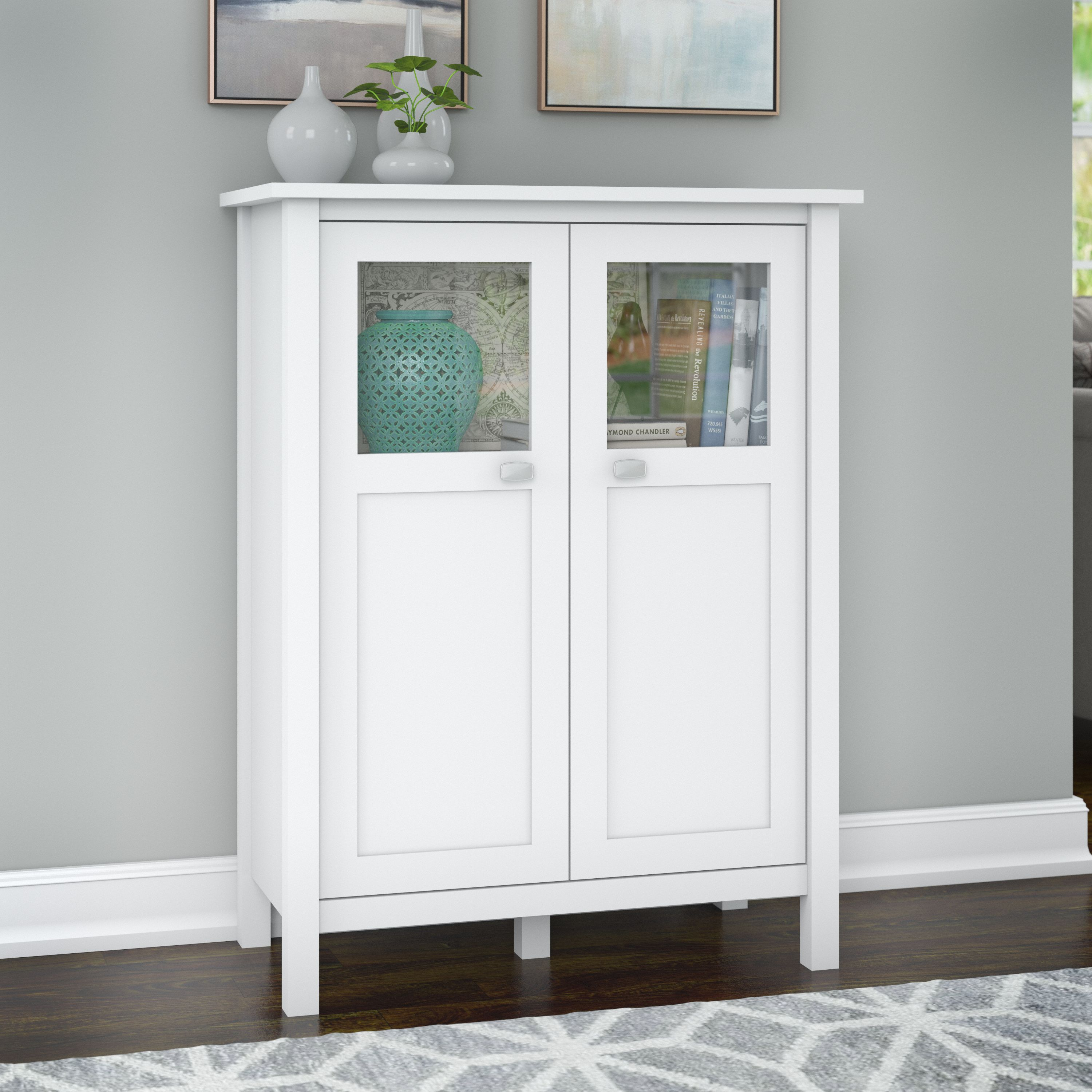 Shop Bush Furniture Broadview Storage Cabinet with Doors 01 BD019WH #color_pure white