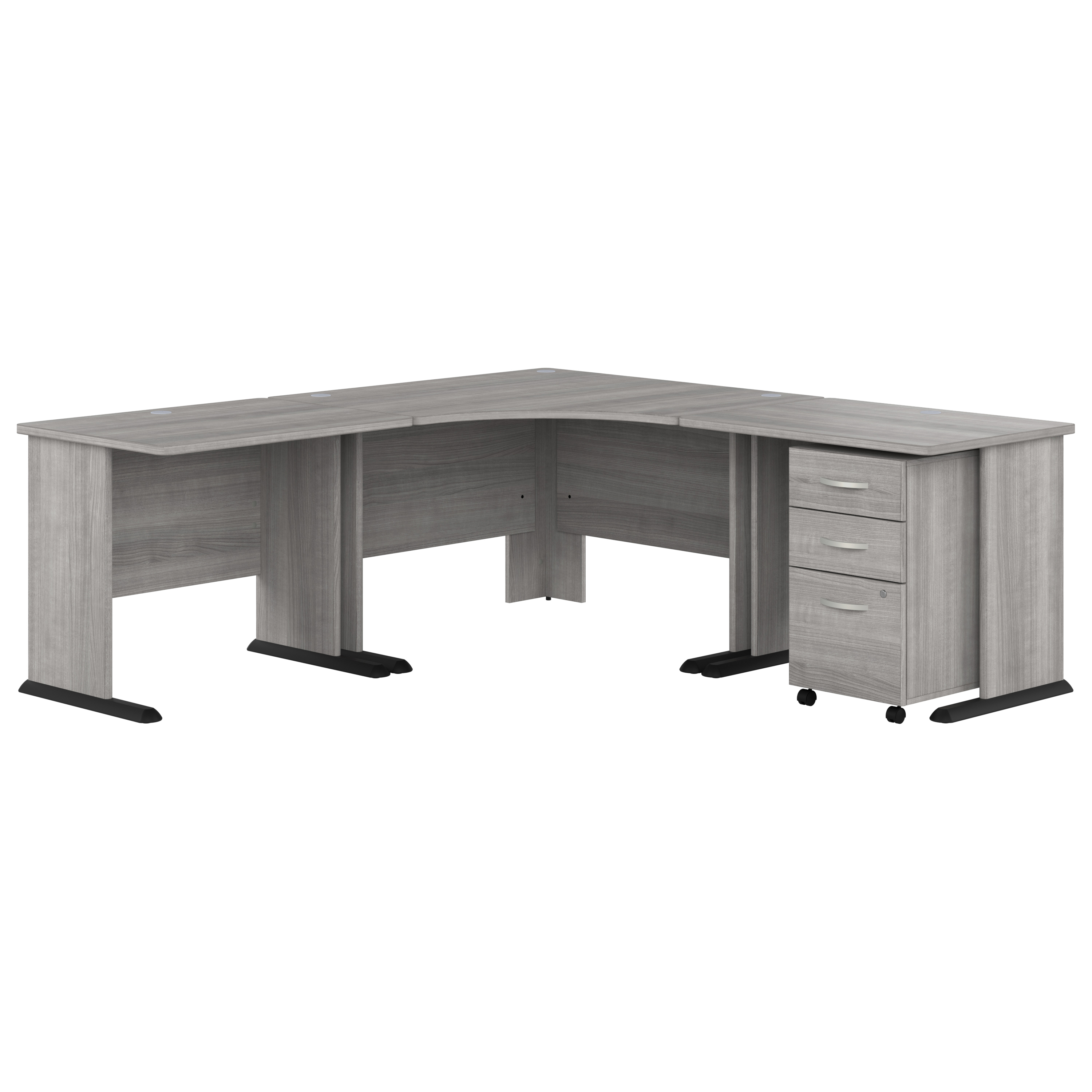 Shop Bush Business Furniture Studio A 83W Large Corner Desk with 3 Drawer Mobile File Cabinet 02 STA003PGSU #color_platinum gray
