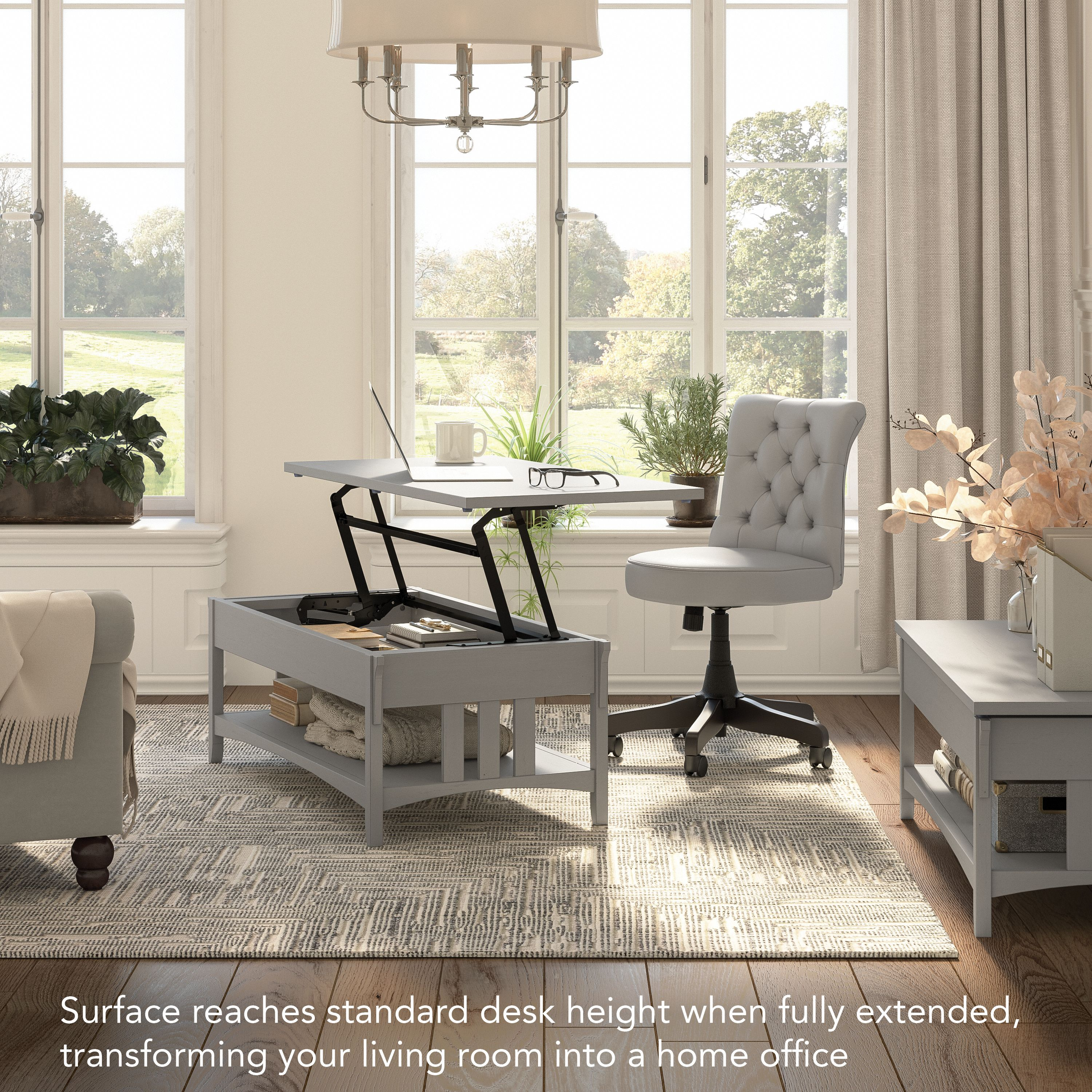 Shop Bush Furniture Salinas Lift Top Coffee Table Desk with Storage 01 SAT348CG-03 #color_cape cod gray