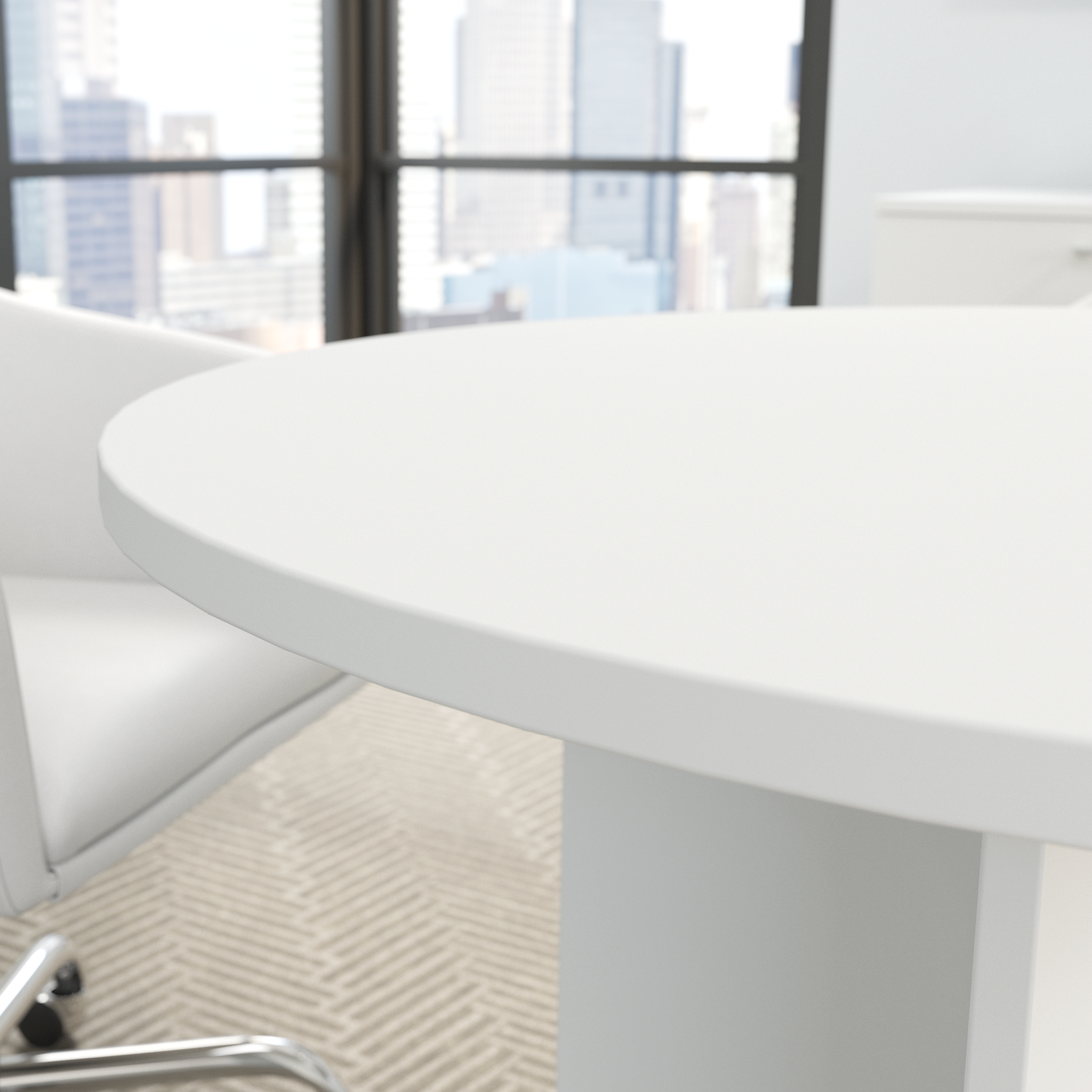 Shop Bush Business Furniture 42W Round Conference Table with Wood Base 03 99TB42RWH #color_white