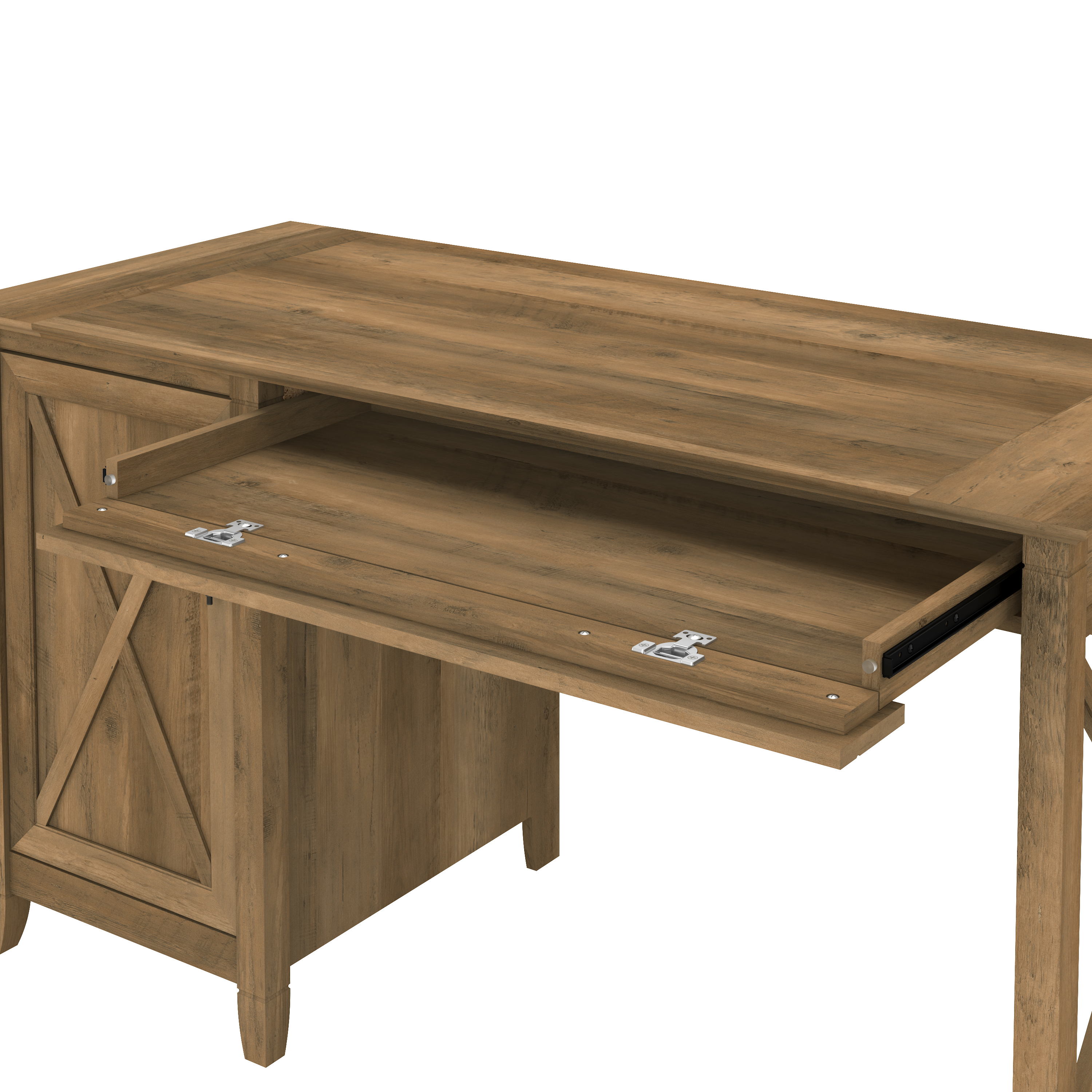Shop Bush Furniture Key West 54W Computer Desk with Keyboard Tray and Storage 04 KWD154RCP-03 #color_reclaimed pine