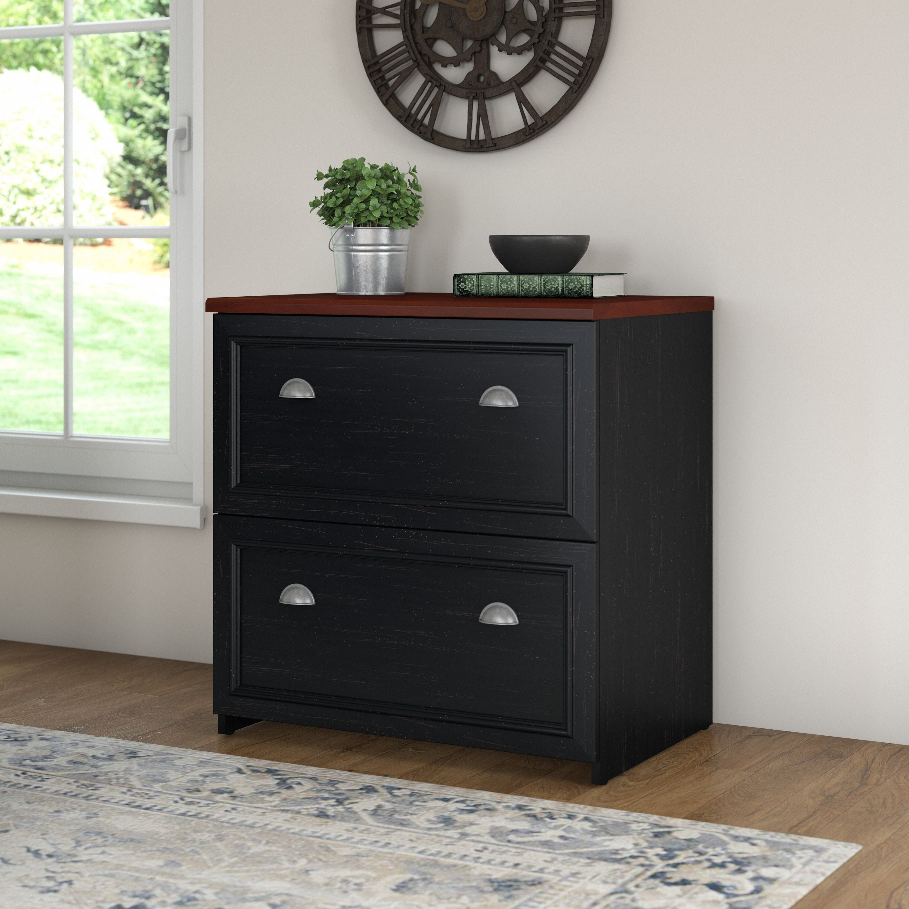 Shop Bush Furniture Fairview 2 Drawer Lateral File Cabinet 01 WC53981-03 #color_antique black/hansen cherry