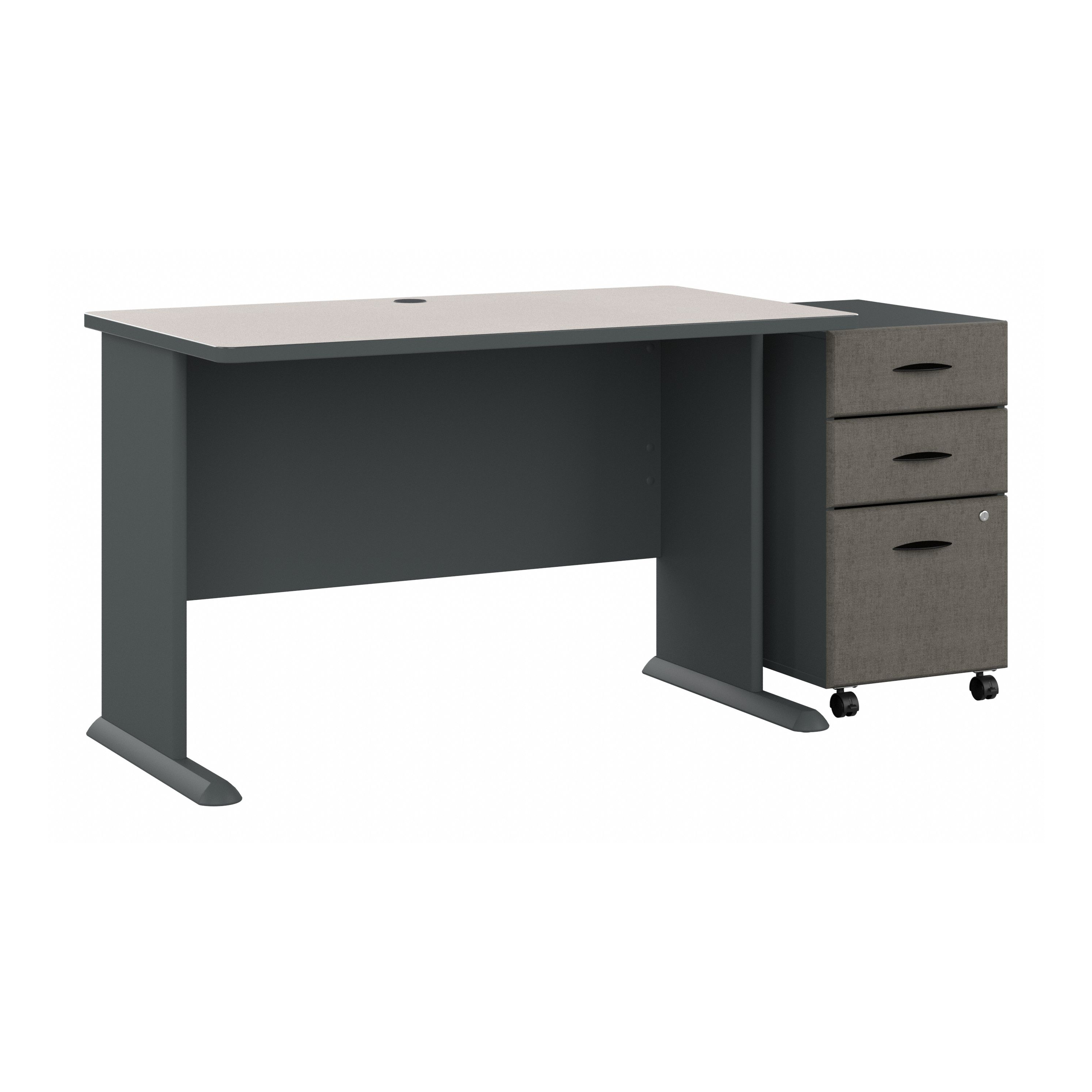 Shop Bush Business Furniture Series A 48W Desk with Mobile File Cabinet 02 SRA025SLSU #color_slate/white spectrum