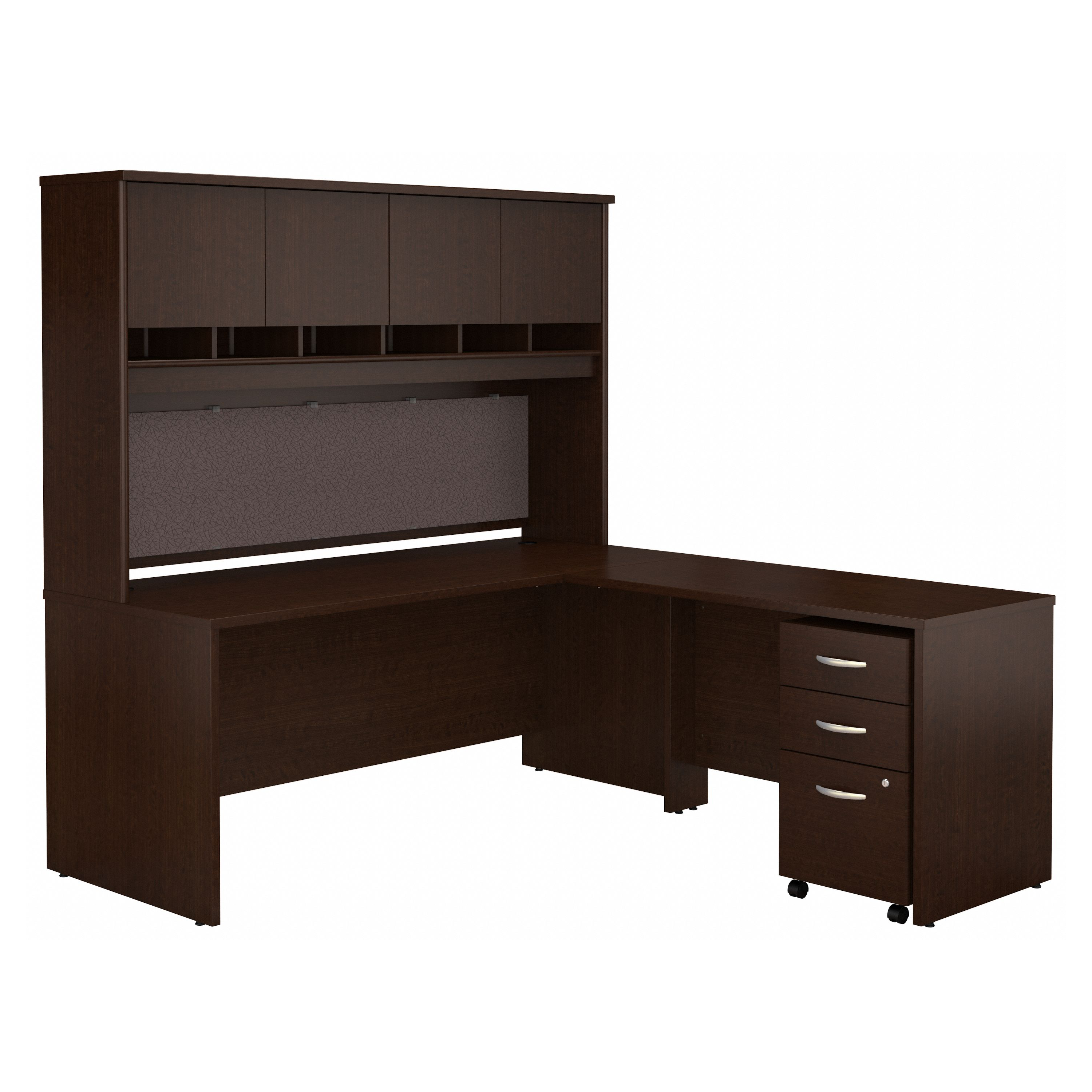 Shop Bush Business Furniture Series C 72W L Shaped Desk with Hutch and Mobile File Cabinet 02 SRC0018MRSU #color_mocha cherry