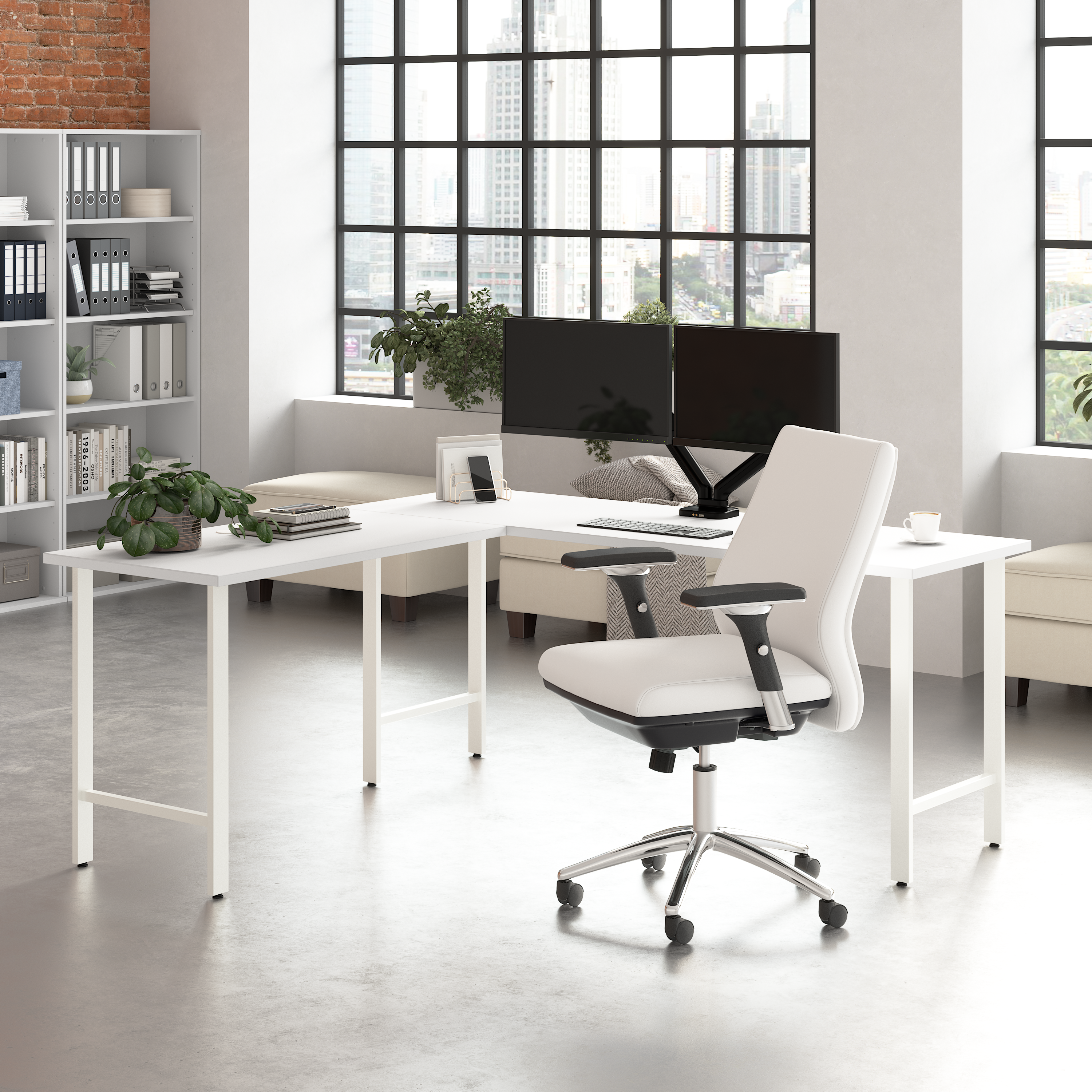 Shop Bush Business Furniture Hustle 72W x 24D L Shaped Computer Desk with Metal Legs 01 HUS002WH #color_white