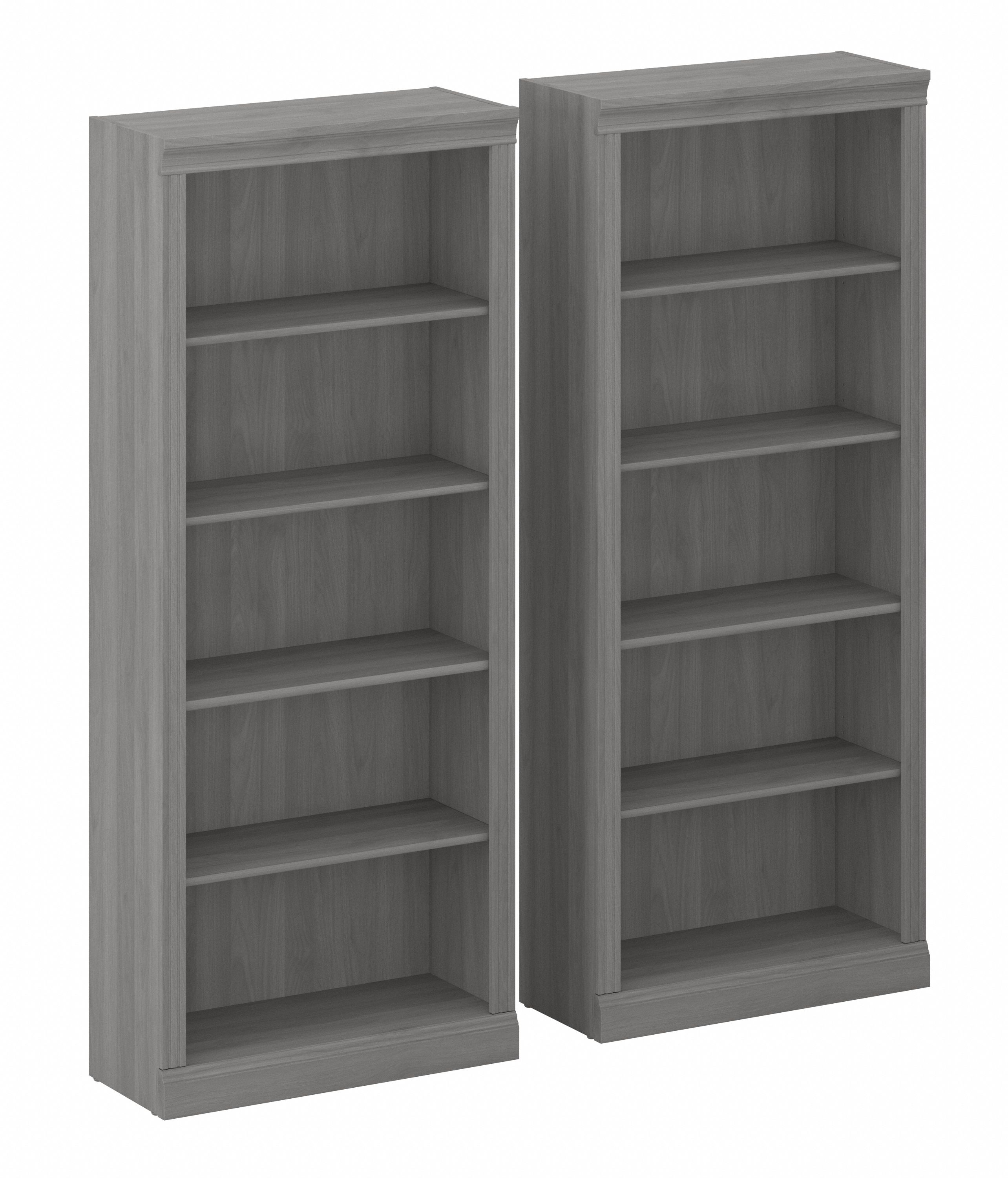 Shop Bush Furniture Saratoga Tall 5 Shelf Bookcase - Set of 2 02 SAR008MG #color_modern gray