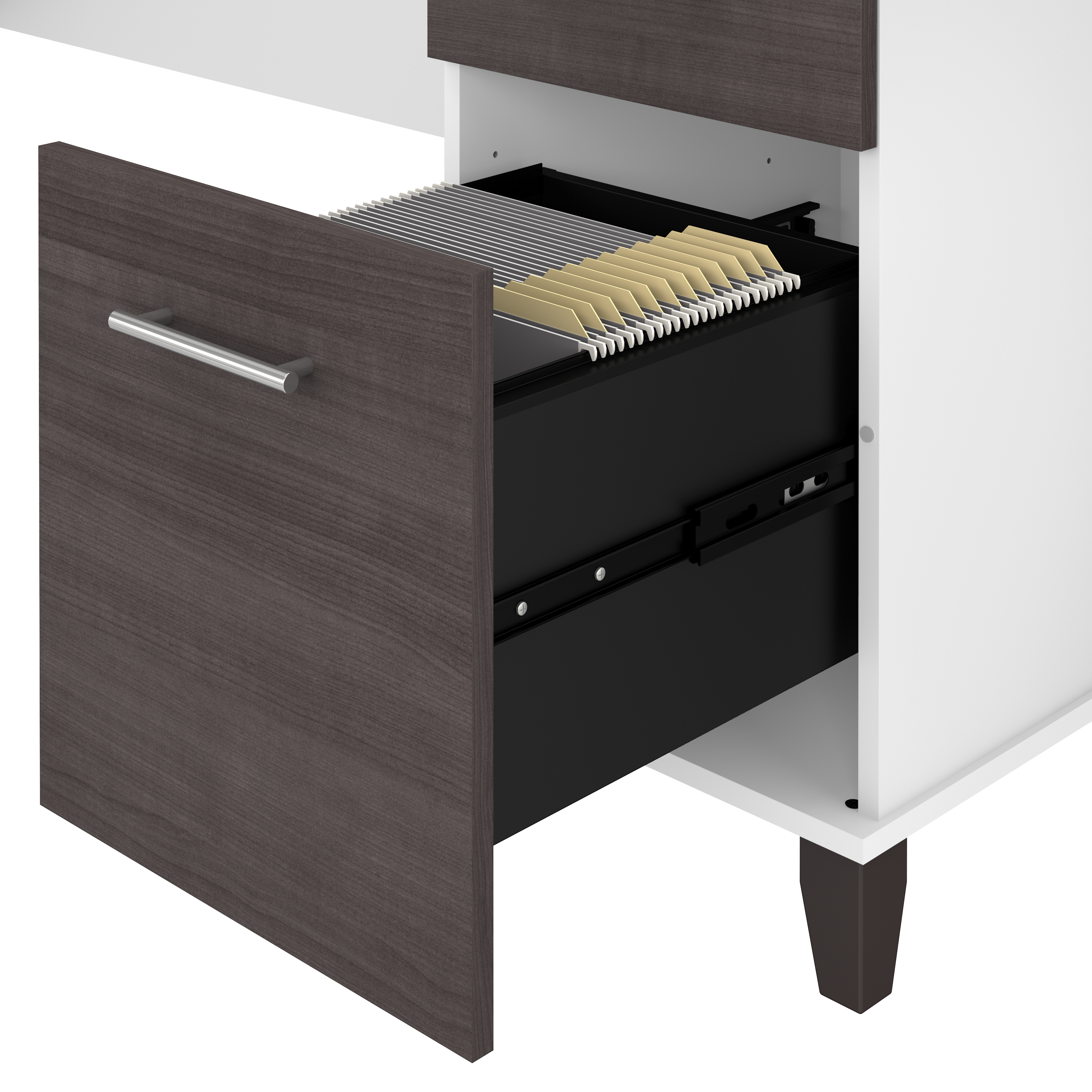 Shop Bush Furniture Somerset 60W L Shaped Desk with Hutch 04 SET002SGWH #color_storm gray/white