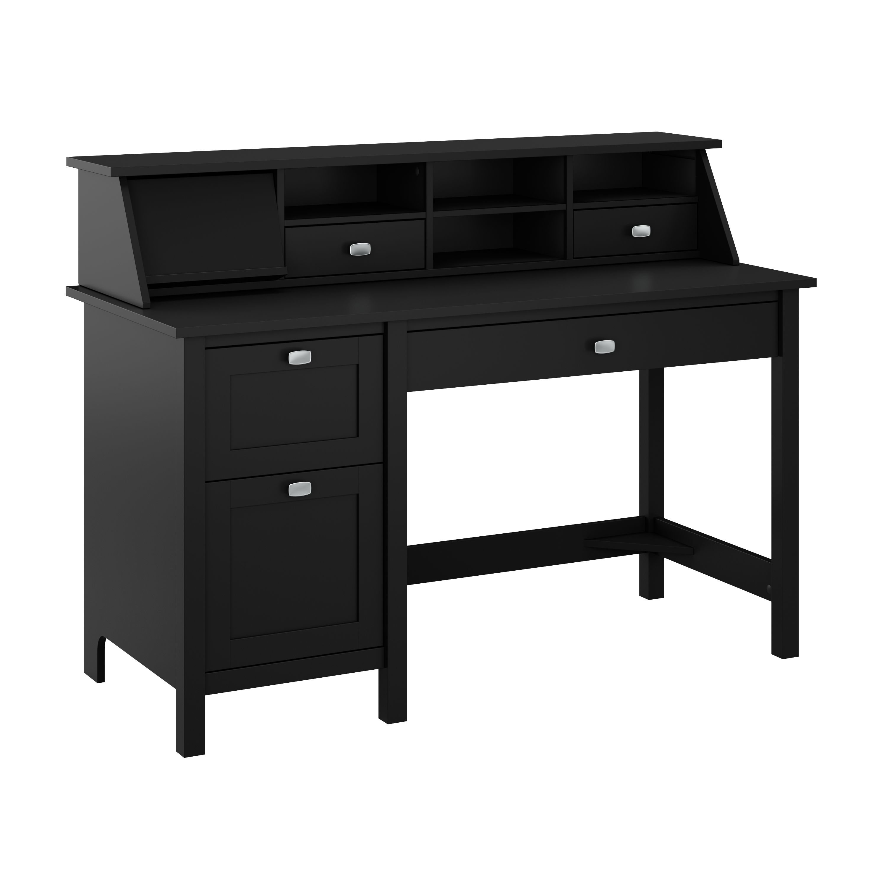 Shop Bush Furniture Broadview 54W Computer Desk with Drawers and Desktop Organizer 02 BD005CBL #color_classic black