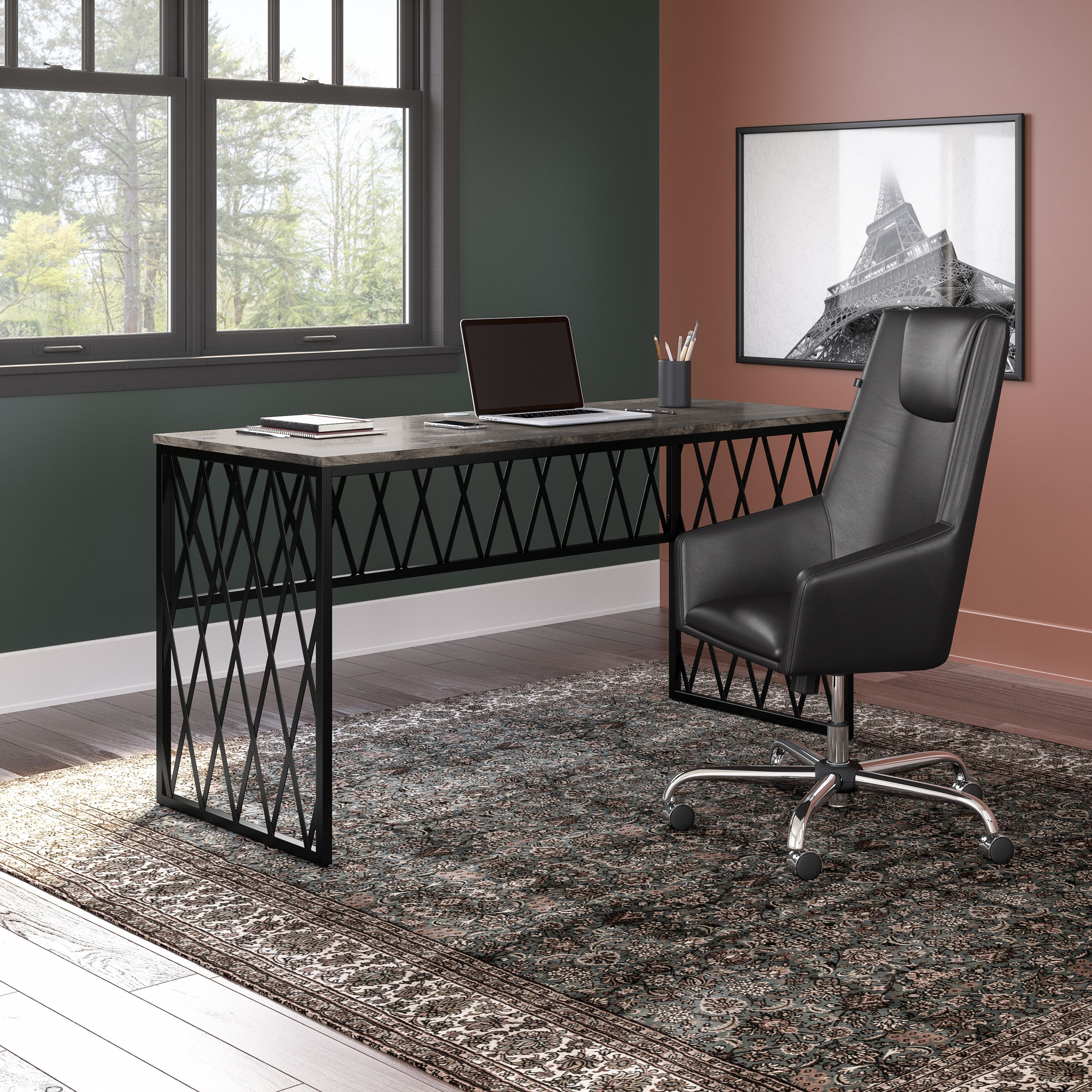 Shop Bush Furniture City Park 60W Industrial Writing Desk 01 CPD160GH-03 #color_dark gray hickory