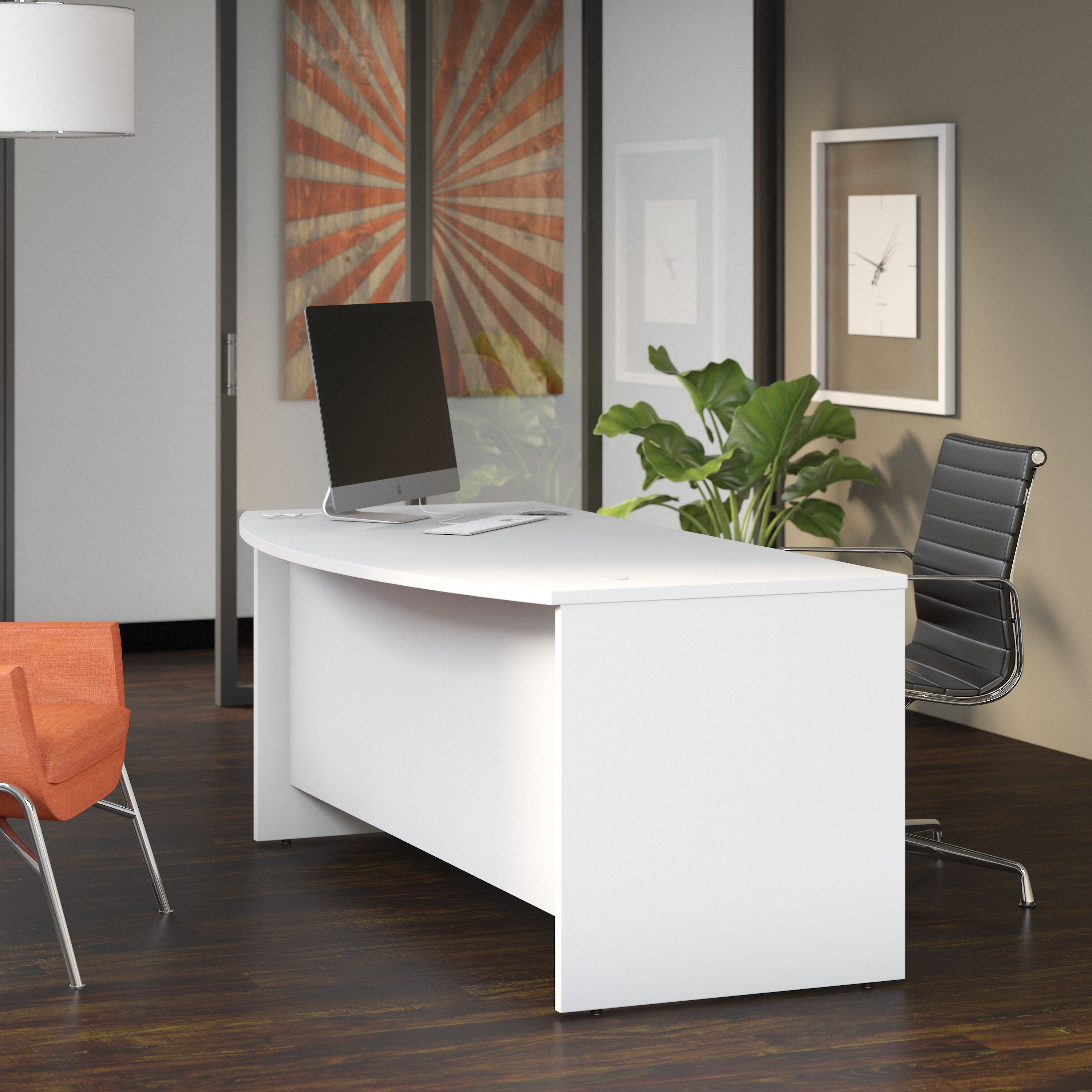 Shop Bush Business Furniture Studio C 72W x 36D Bow Front Desk 01 SCD172WH #color_white