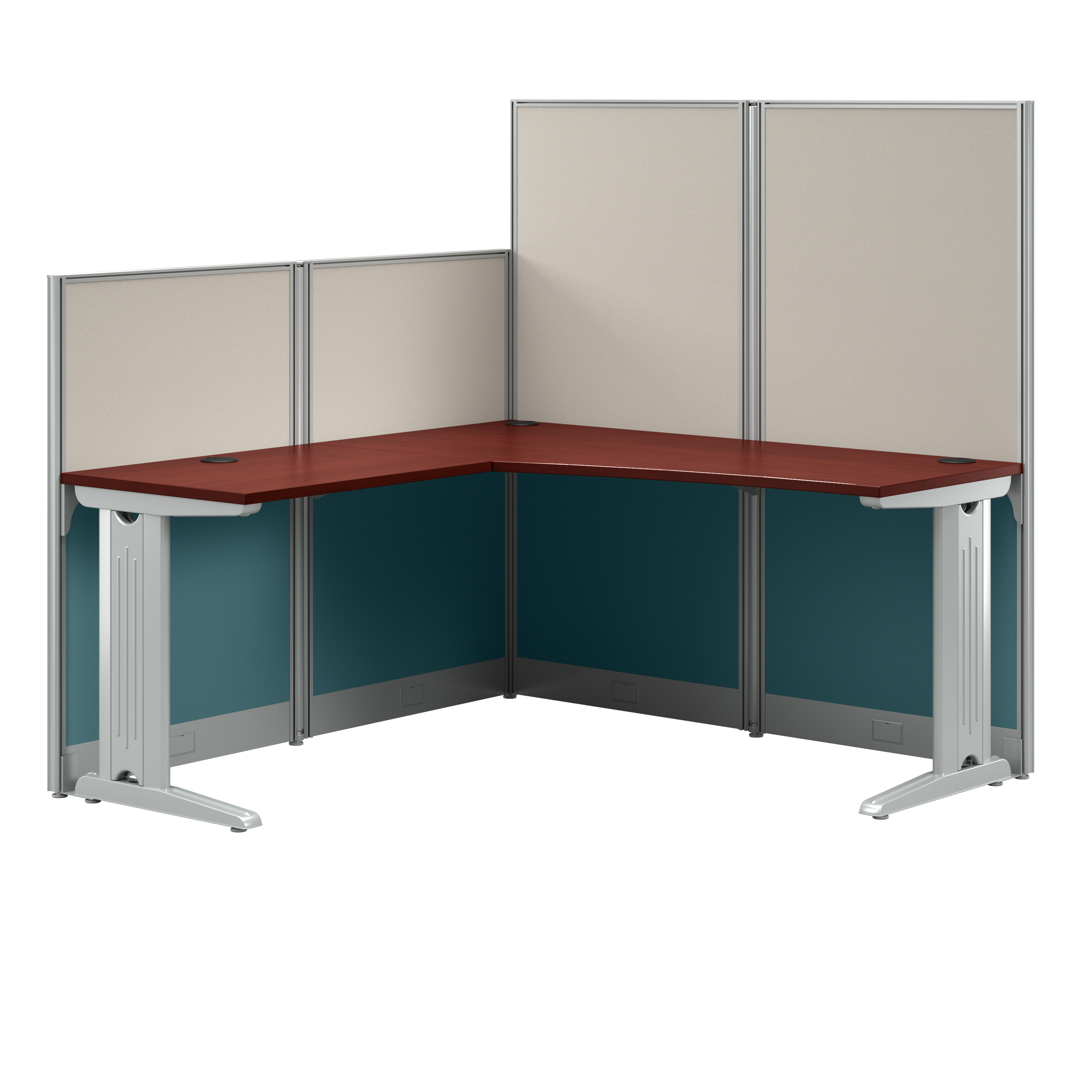 Shop Bush Business Furniture Office in an Hour 65W x 65D L Shaped Cubicle Desk 02 WC36494-03K #color_hansen cherry