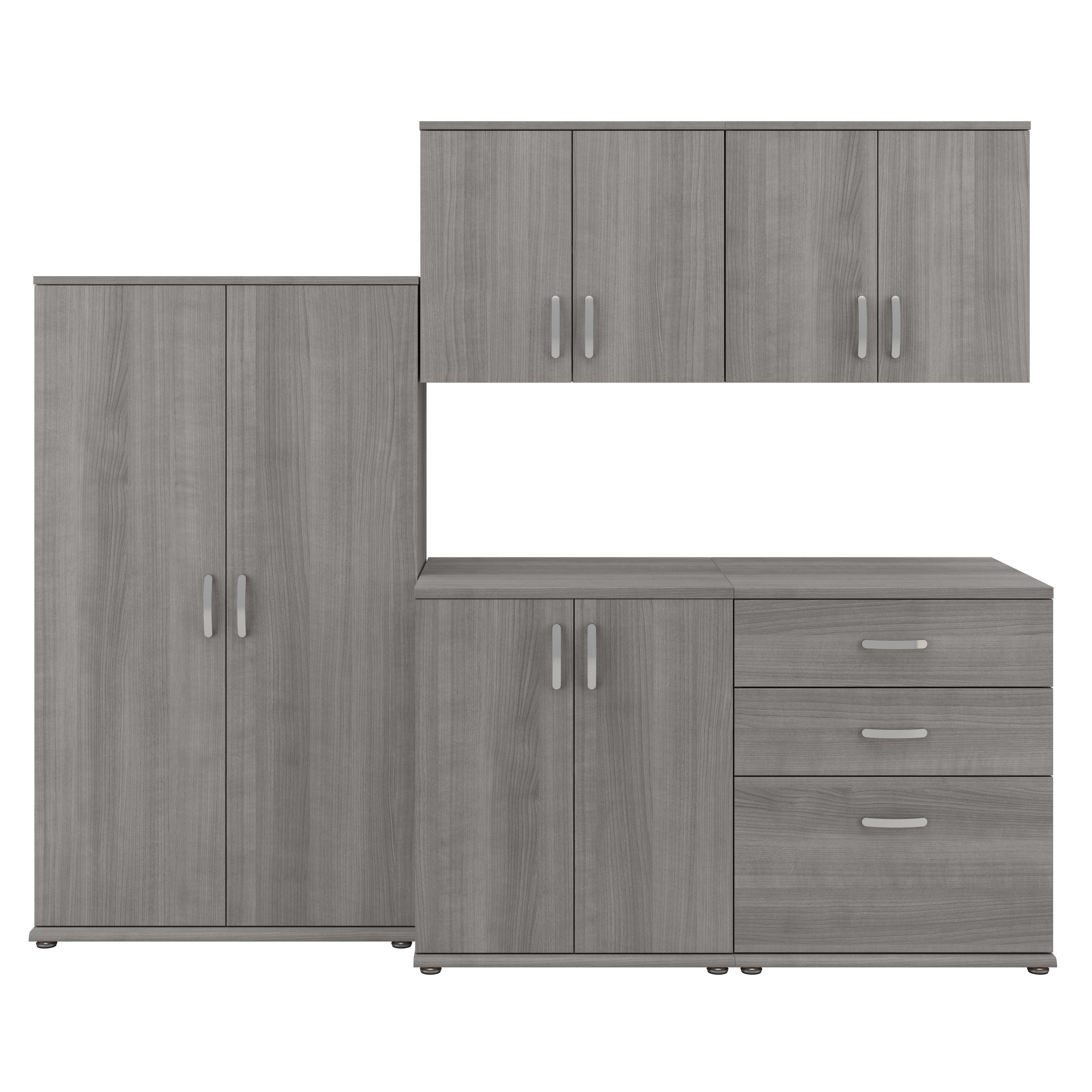 Shop Bush Business Furniture Universal 5 Piece Modular Laundry Room Storage Set with Floor and Wall Cabinets 02 LNS003PG #color_platinum gray