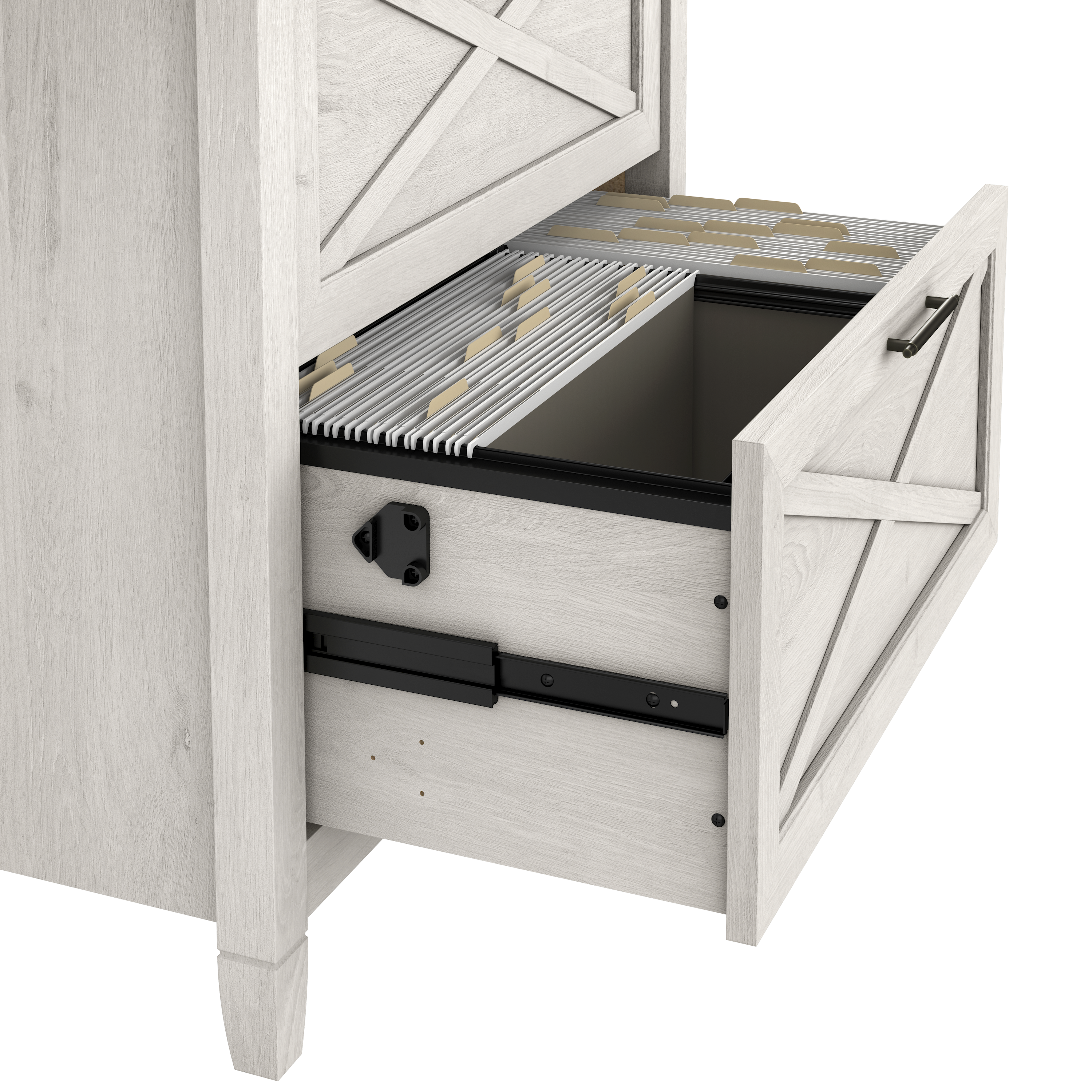Shop Bush Furniture Key West 2 Person Desk Set with Lateral File Cabinet 04 KWS047LW #color_linen white oak