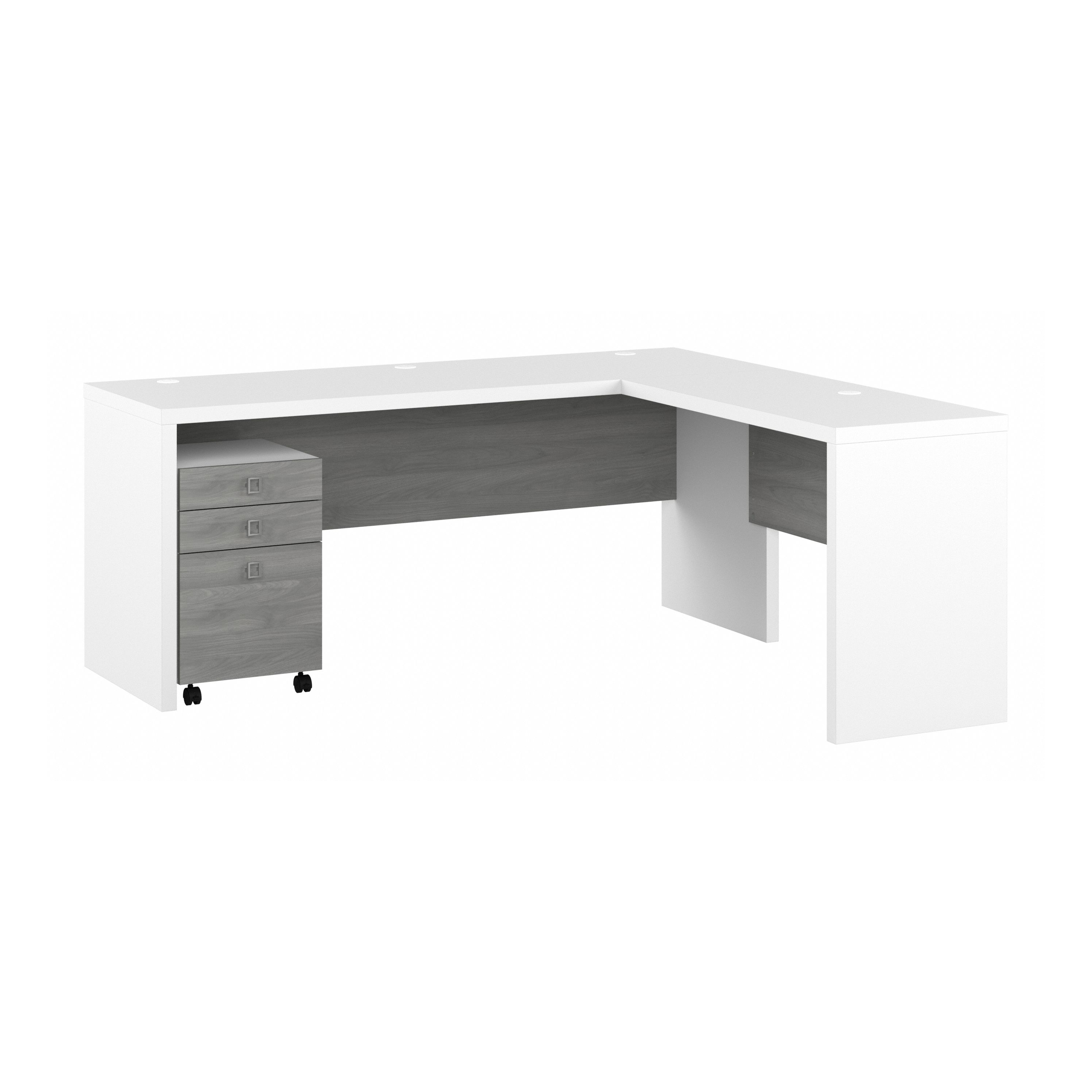 Shop Bush Business Furniture Echo 72W L Shaped Computer Desk with 3 Drawer Mobile File Cabinet 02 ECH050WHMG #color_pure white/modern gray