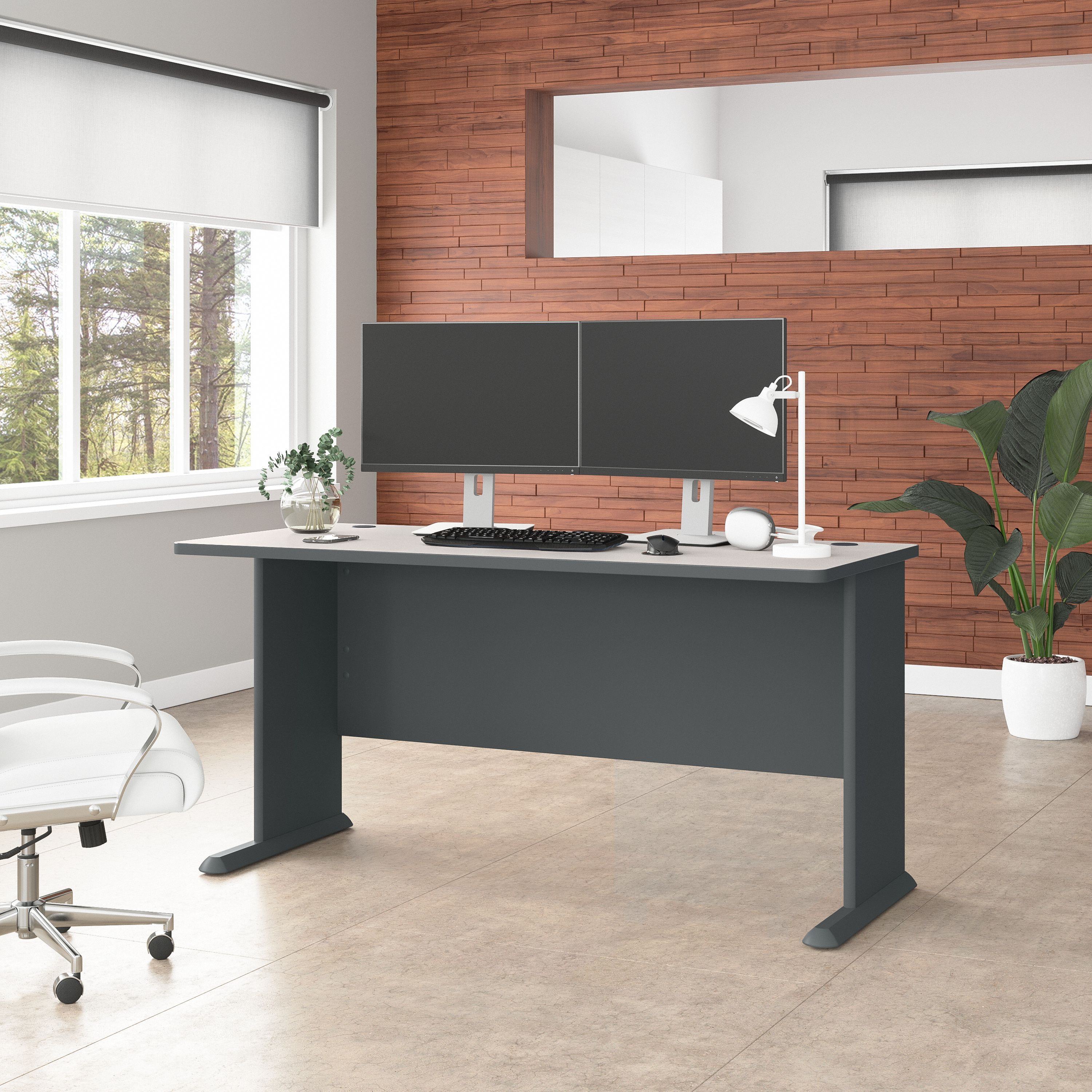Shop Bush Business Furniture Series A 60W Desk 01 WC8460A #color_slate/white spectrum