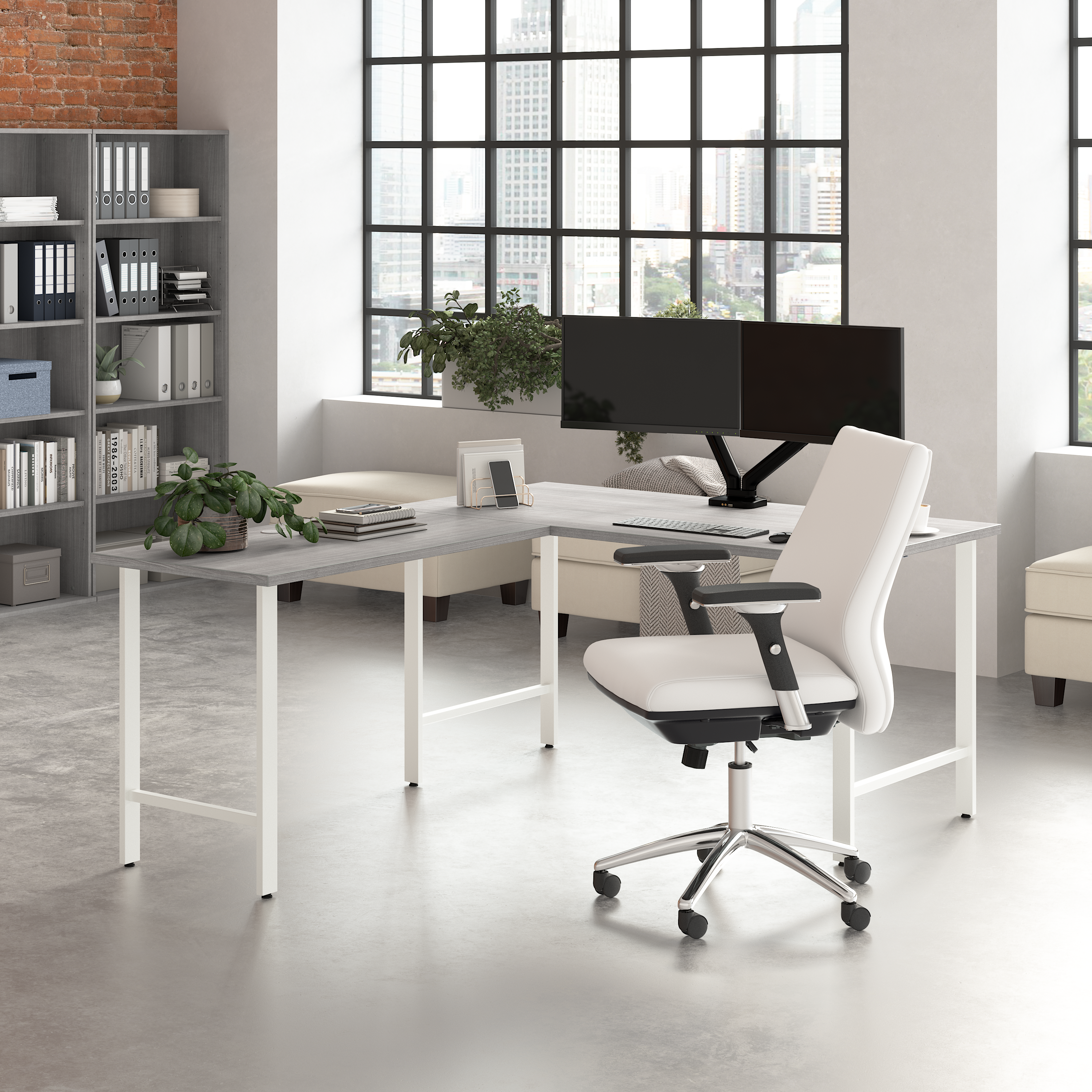 Shop Bush Business Furniture Hustle 42W x 24D Desk Return with Metal Legs 08 HUR142PG #color_platinum gray