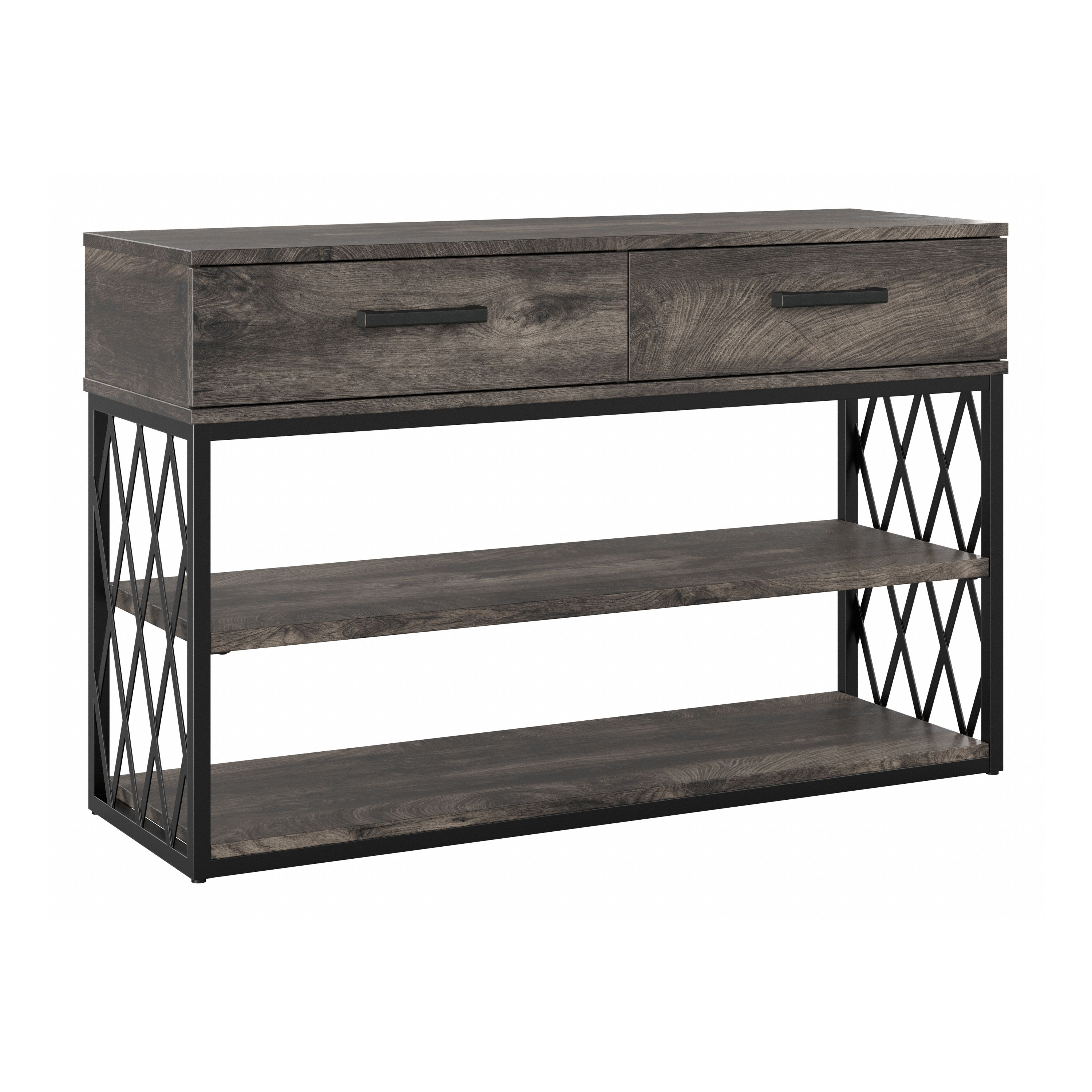 Shop Bush Furniture City Park Industrial Console Table with Drawers and Shelves 02 CPT148GH-03 #color_dark gray hickory