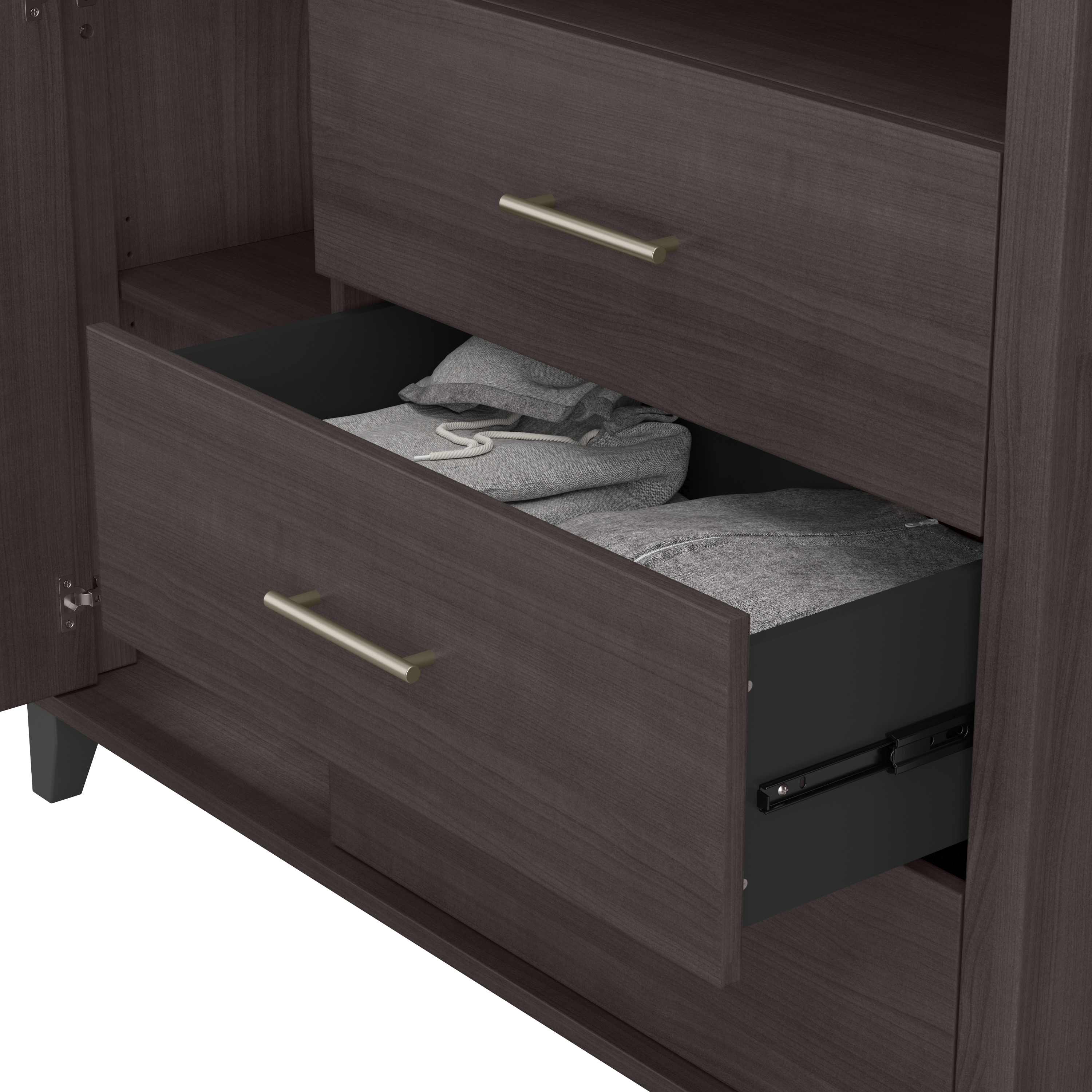 Shop Bush Furniture Somerset 3 Drawer Dresser and Bedroom TV Stand 03 STV148SGK #color_storm gray