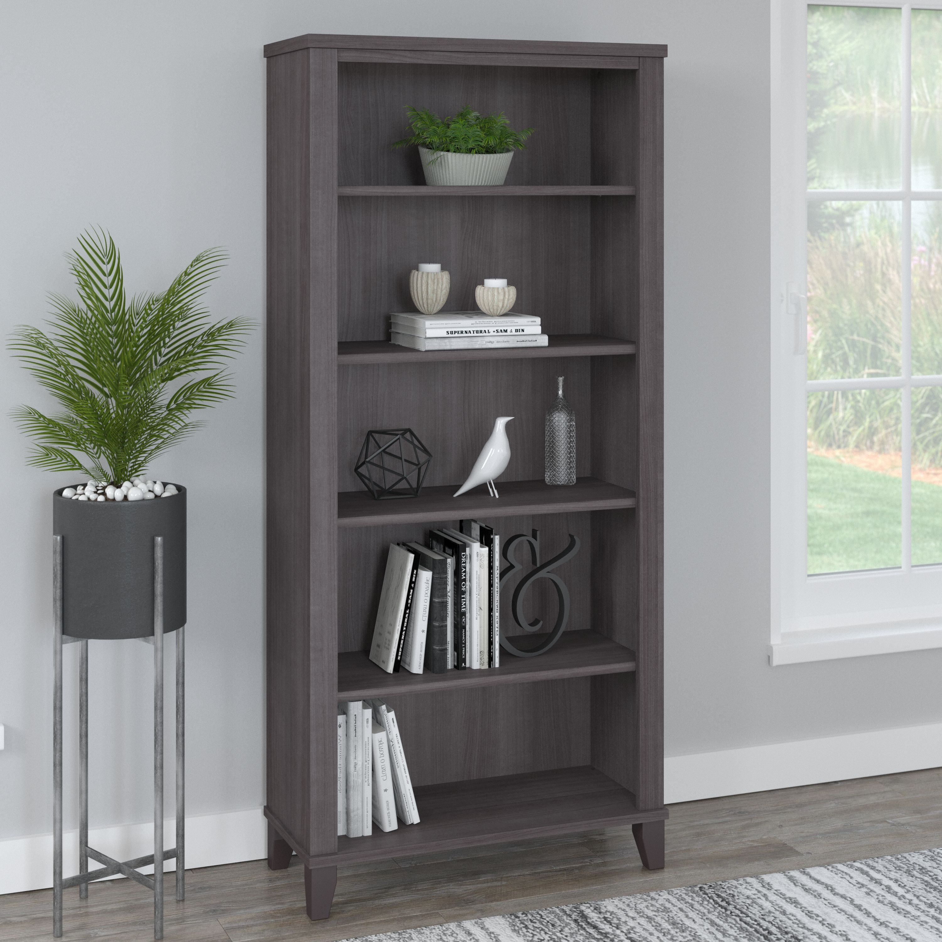 Shop Bush Furniture Somerset Tall 5 Shelf Bookcase 01 WC81565 #color_storm gray