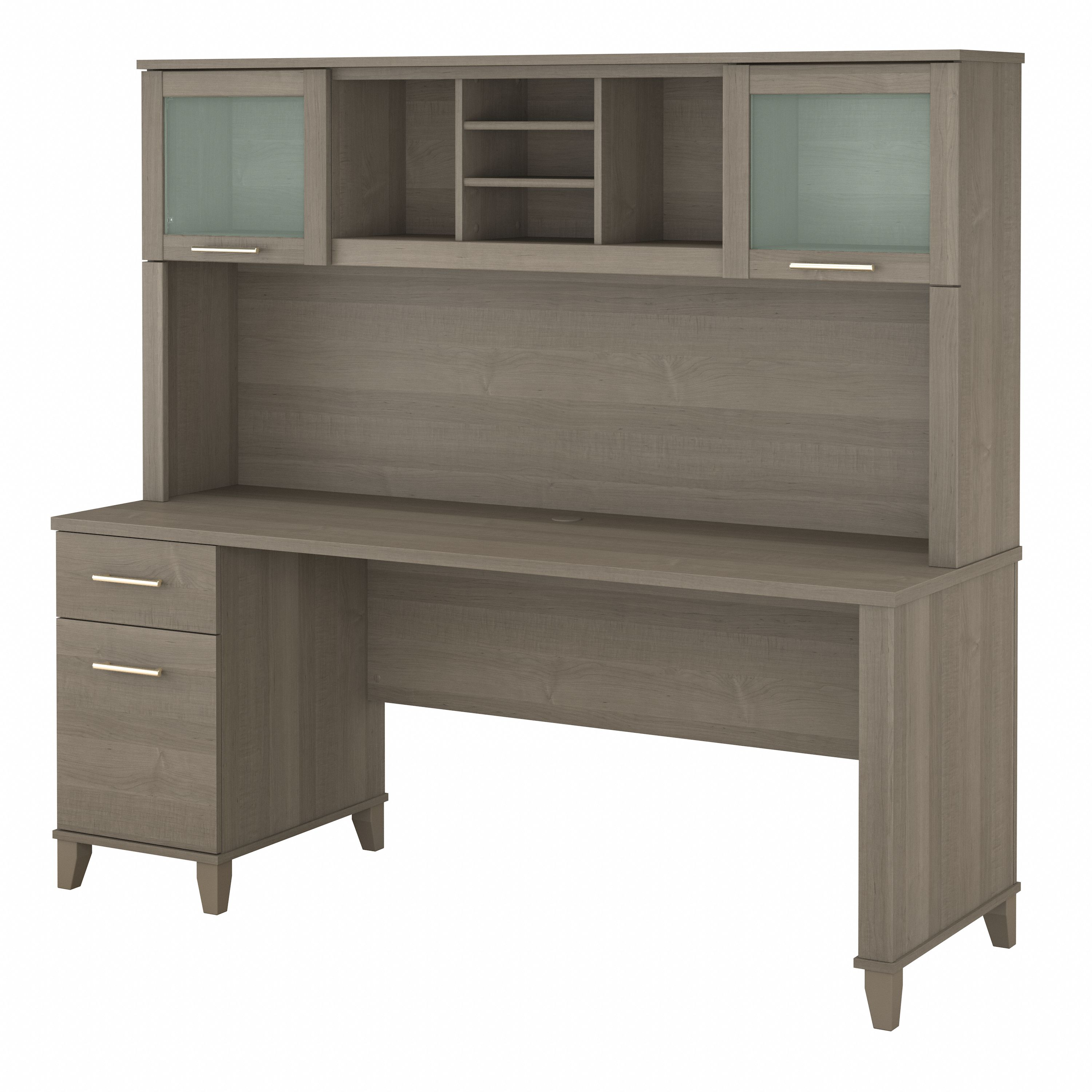 Shop Bush Furniture Somerset 72W Office Desk with Drawers and Hutch 02 SET018AG #color_ash gray