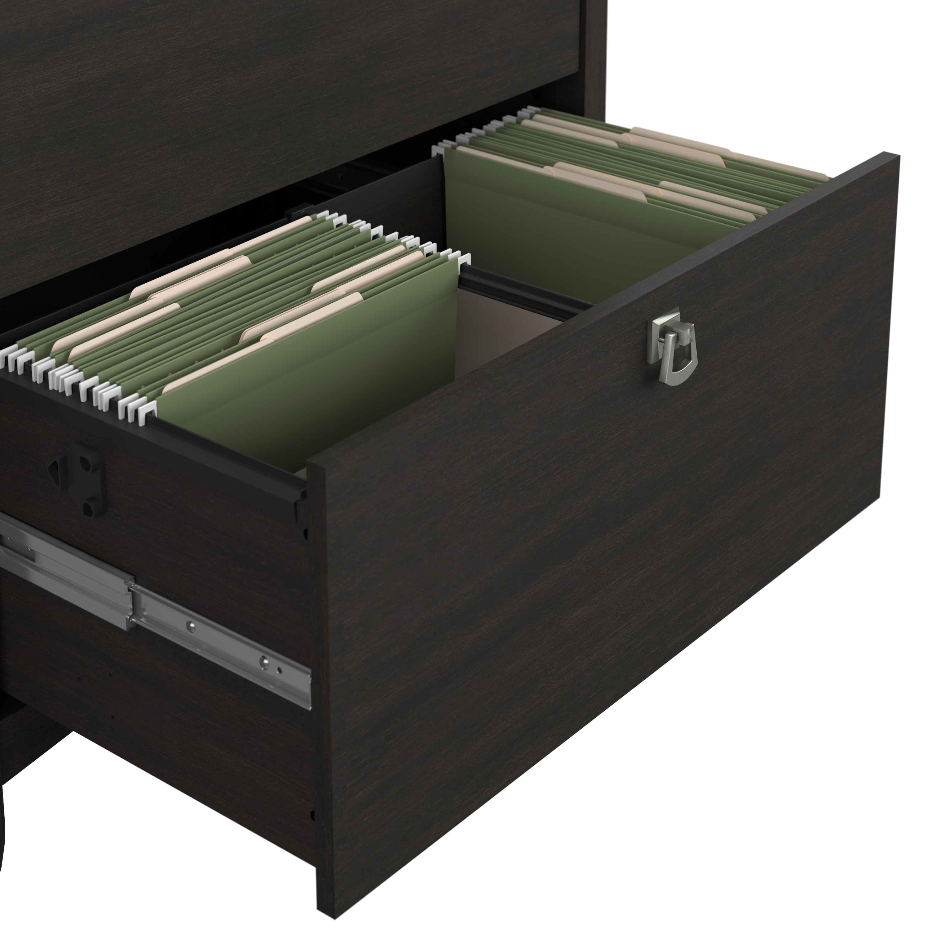 Shop Bush Furniture Salinas 60W L Shaped Desk with Hutch and Lateral File Cabinet 04 SAL005VB #color_vintage black