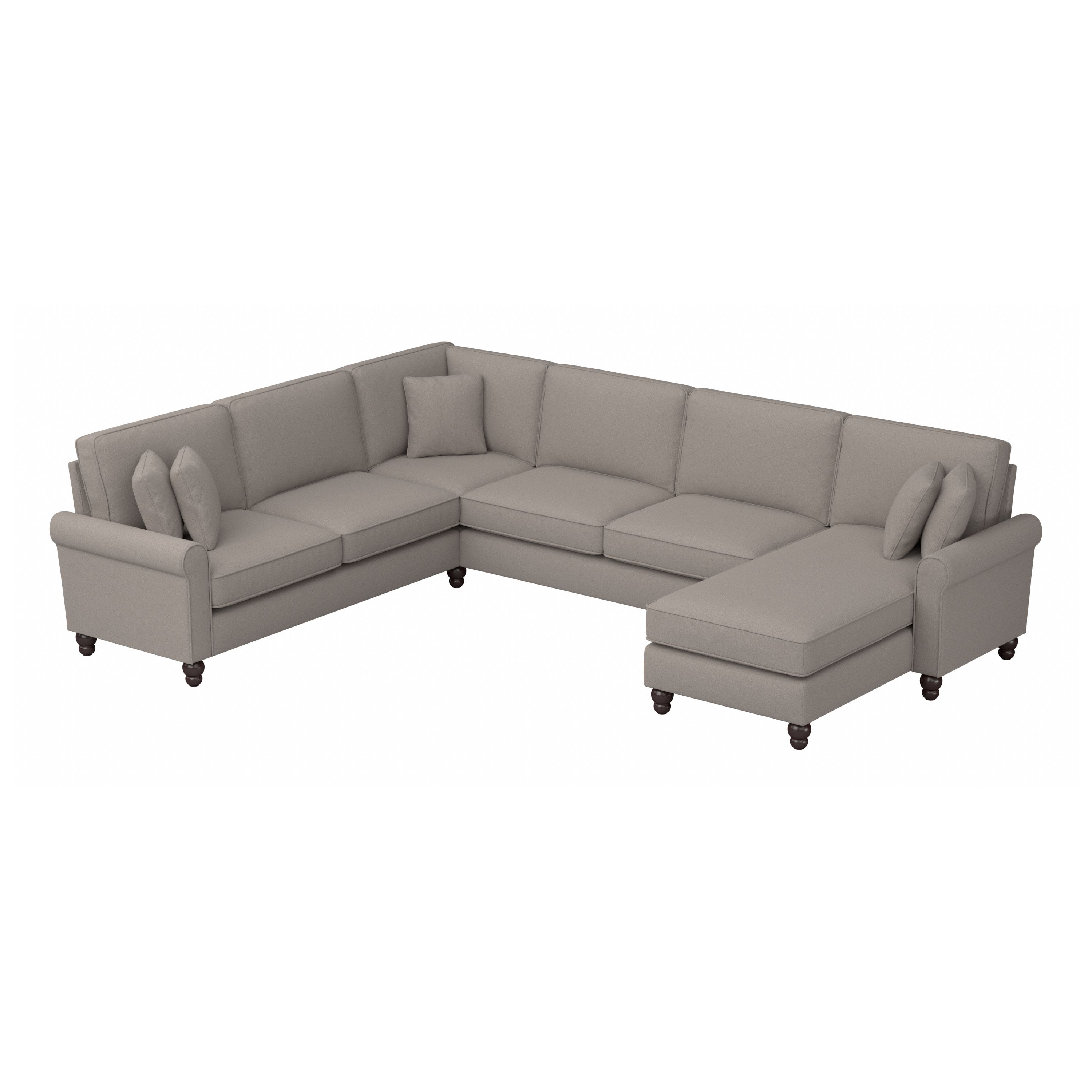 Shop Bush Furniture Hudson 128W U Shaped Sectional Couch with Reversible Chaise Lounge 02 HDY127BBGH-03K #color_beige herringbone fabric