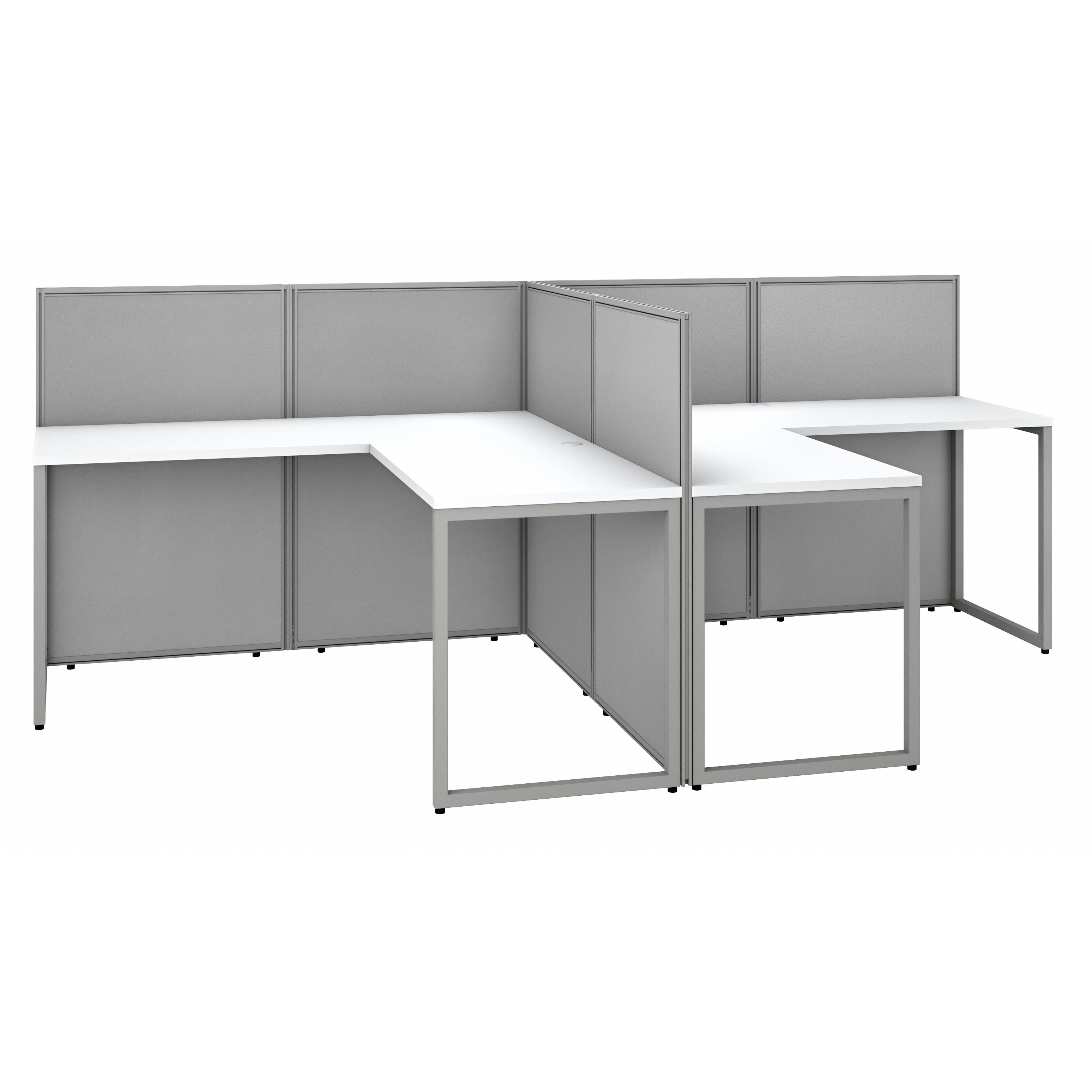 Shop Bush Business Furniture Easy Office 60W 2 Person L Shaped Cubicle Desk Workstation with 45H Panels 02 EOD560WH-03K #color_pure white/silver gray fabric