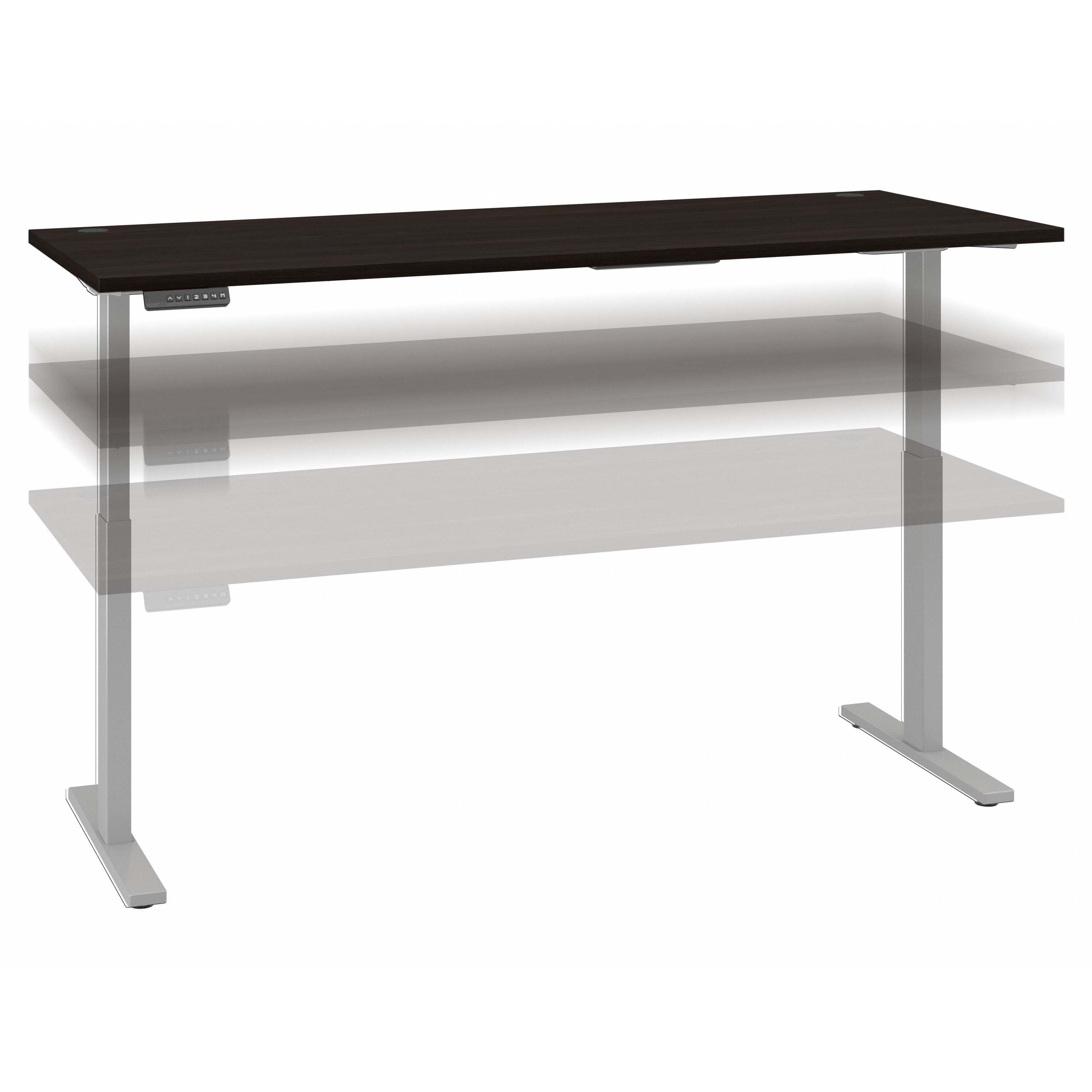 Shop Move 60 Series by Bush Business Furniture 72W x 30D Electric Height Adjustable Standing Desk 02 M6S7230BWSK #color_black walnut/cool gray metallic