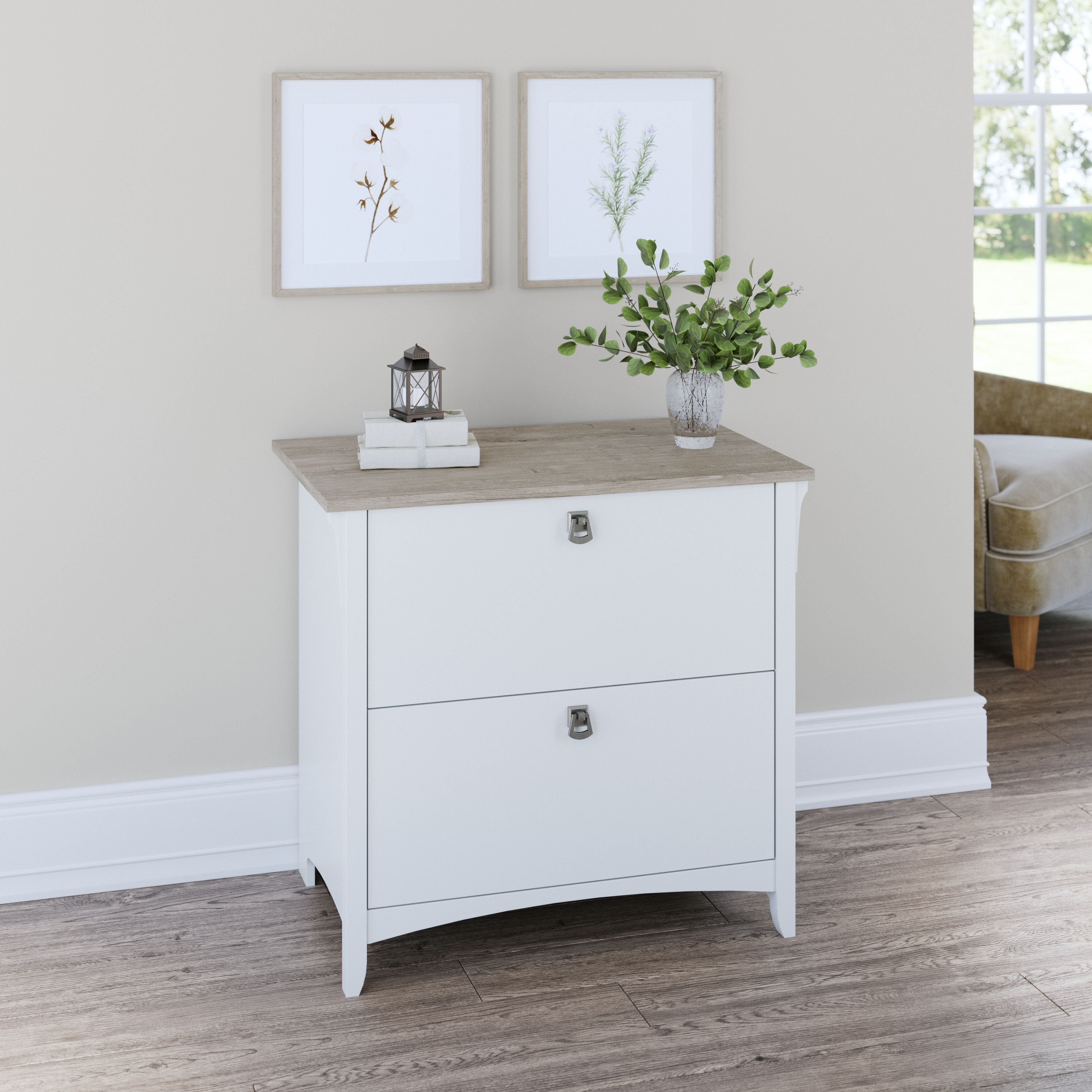 Shop Bush Furniture Salinas 2 Drawer Lateral File Cabinet 01 SAF132G2W-03 #color_shiplap gray/pure white