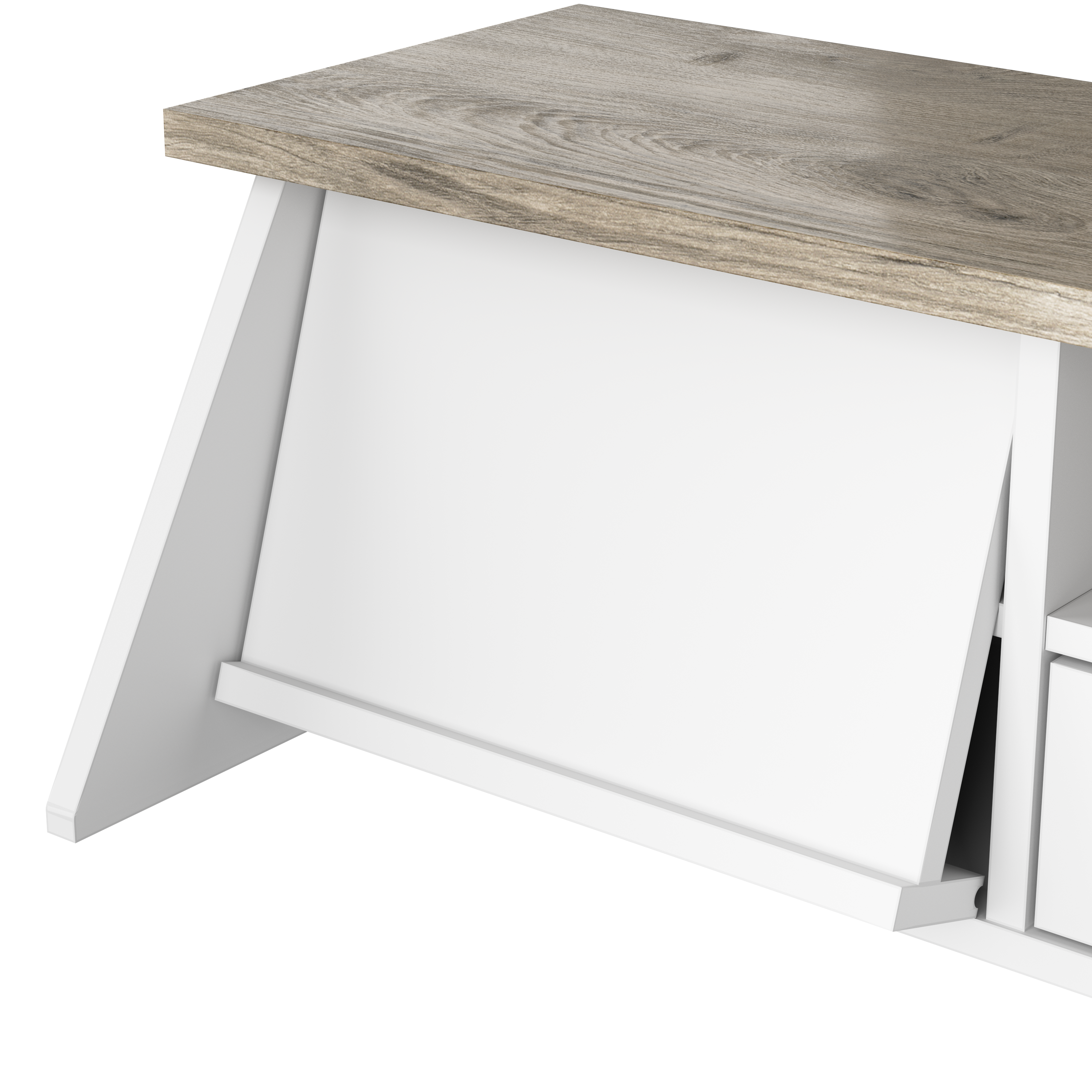 Shop Bush Furniture Mayfield 60W L Shaped Computer Desk with Desktop Organizer 05 MAY012GW2 #color_shiplap gray/pure white