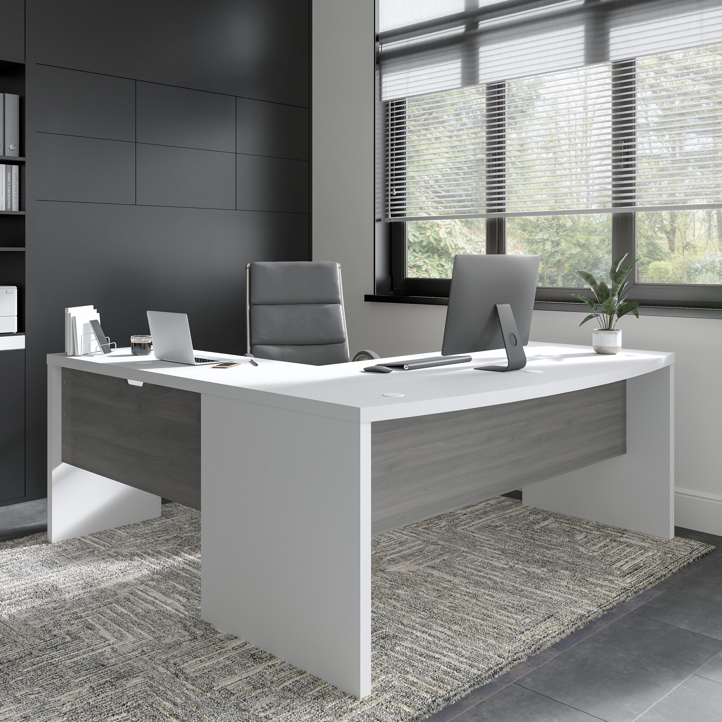 Shop Bush Business Furniture Echo 72W Bow Front L Shaped Desk 01 ECH053WHMG #color_pure white/modern gray