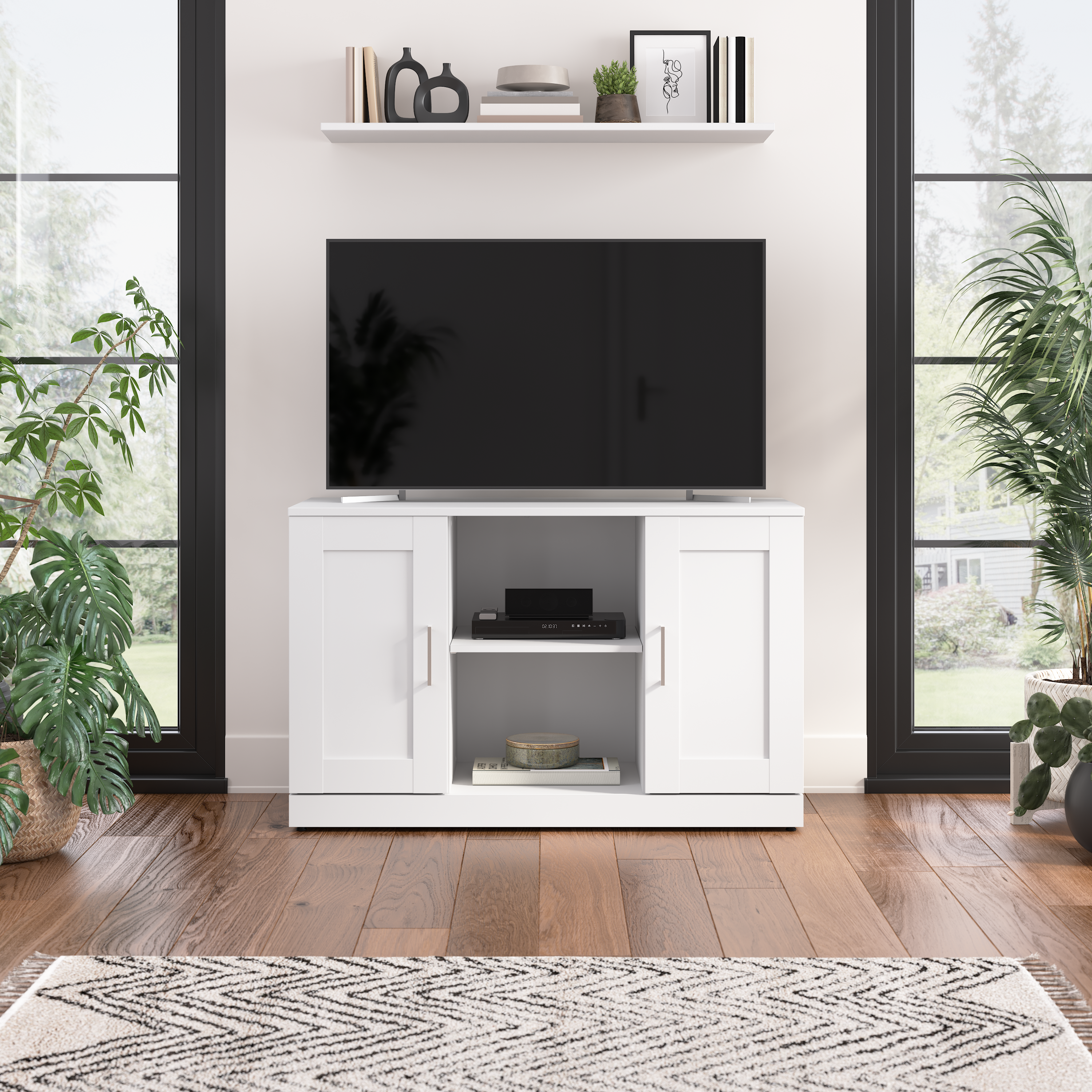 Shop Bush Furniture Hampton Heights 48W TV Stand 01 HHE248WH-Z #color_white
