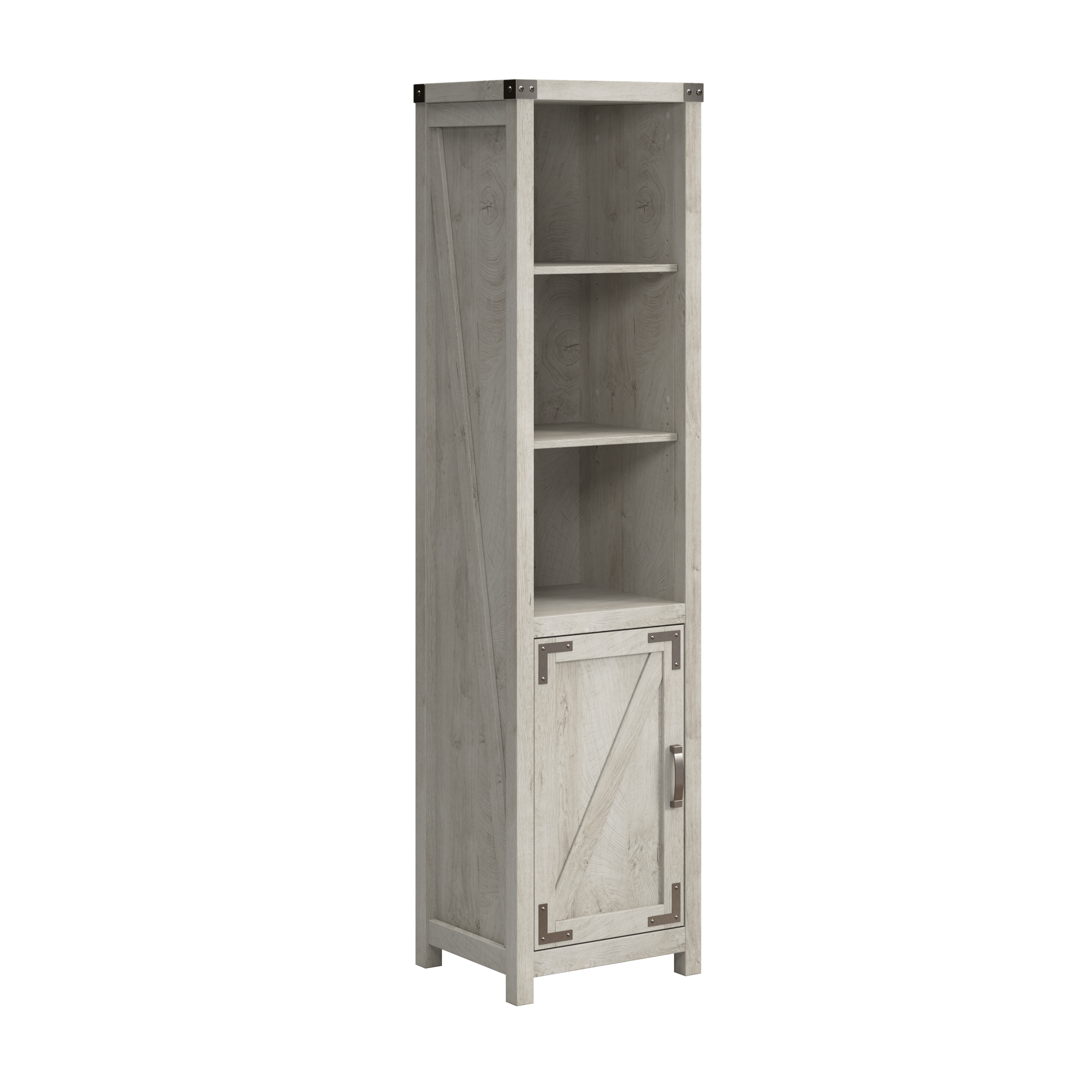 Shop Bush Furniture Knoxville Tall Narrow 5 Shelf Bookcase with Door 02 CGB118CWH-03 #color_cottage white