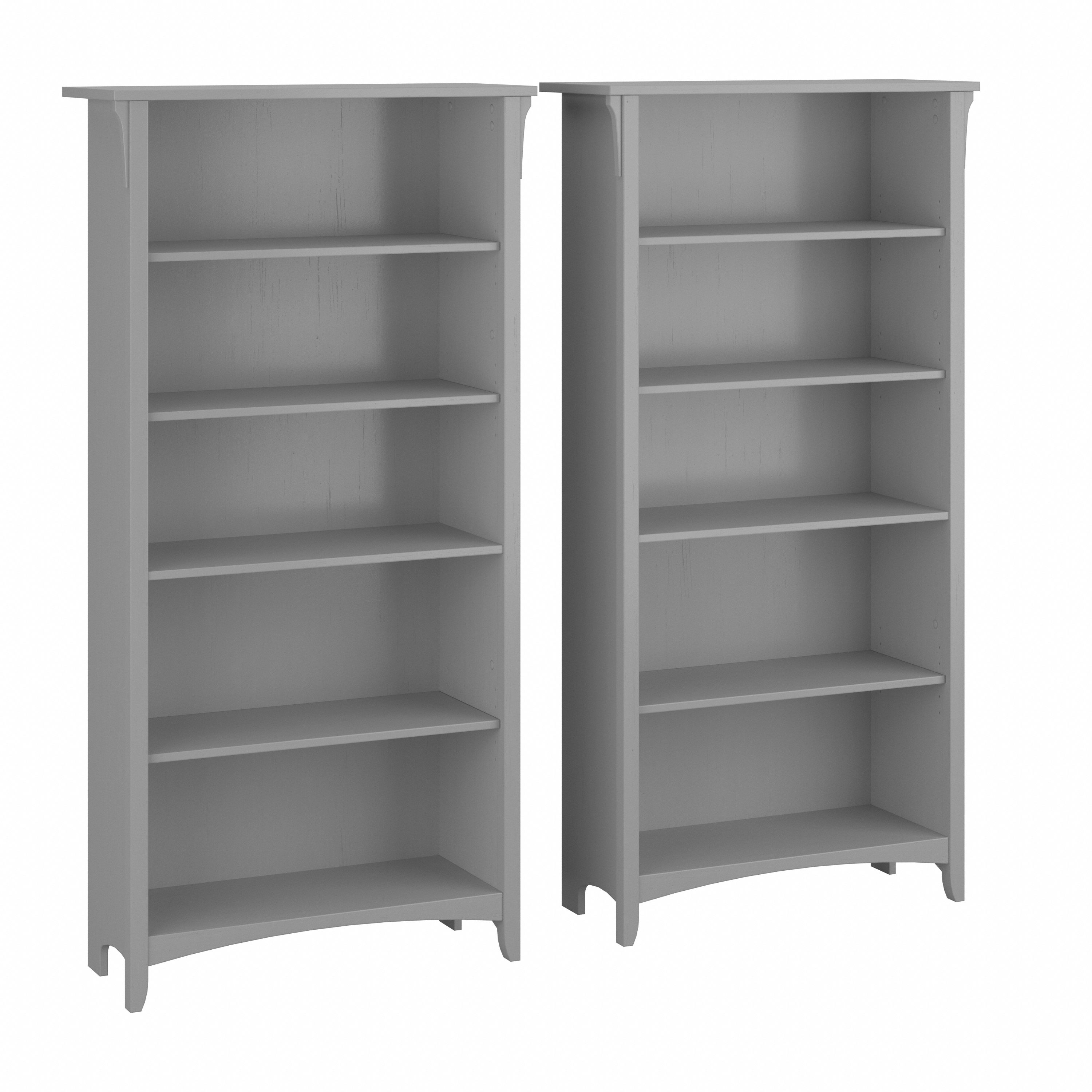 Shop Bush Furniture Salinas Tall 5 Shelf Bookcase - Set of 2 02 SAL036CG #color_cape cod gray