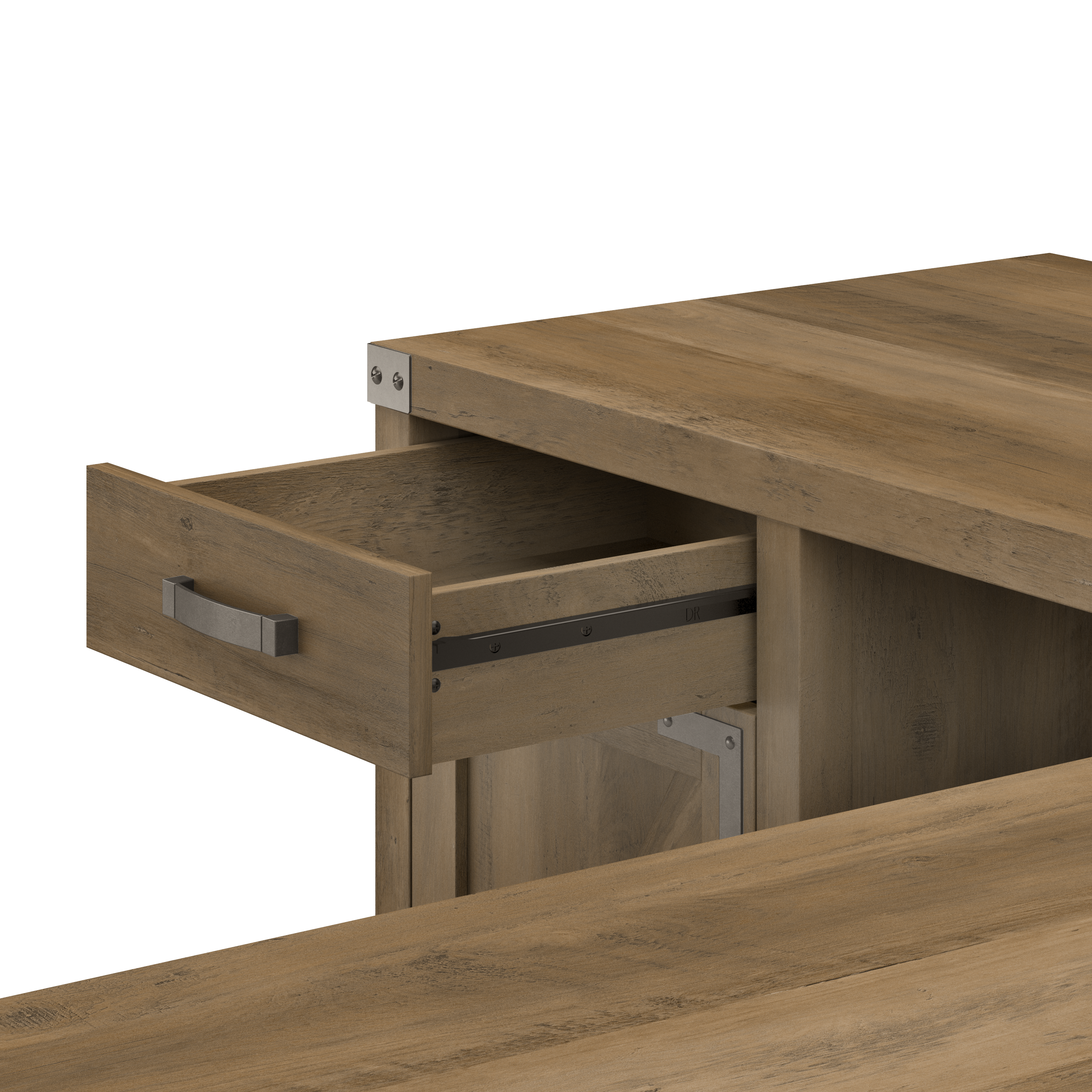 Shop Bush Furniture Knoxville 60W L Shaped Desk with Drawer and Storage Cabinet 04 CGD160RCP-03 #color_reclaimed pine