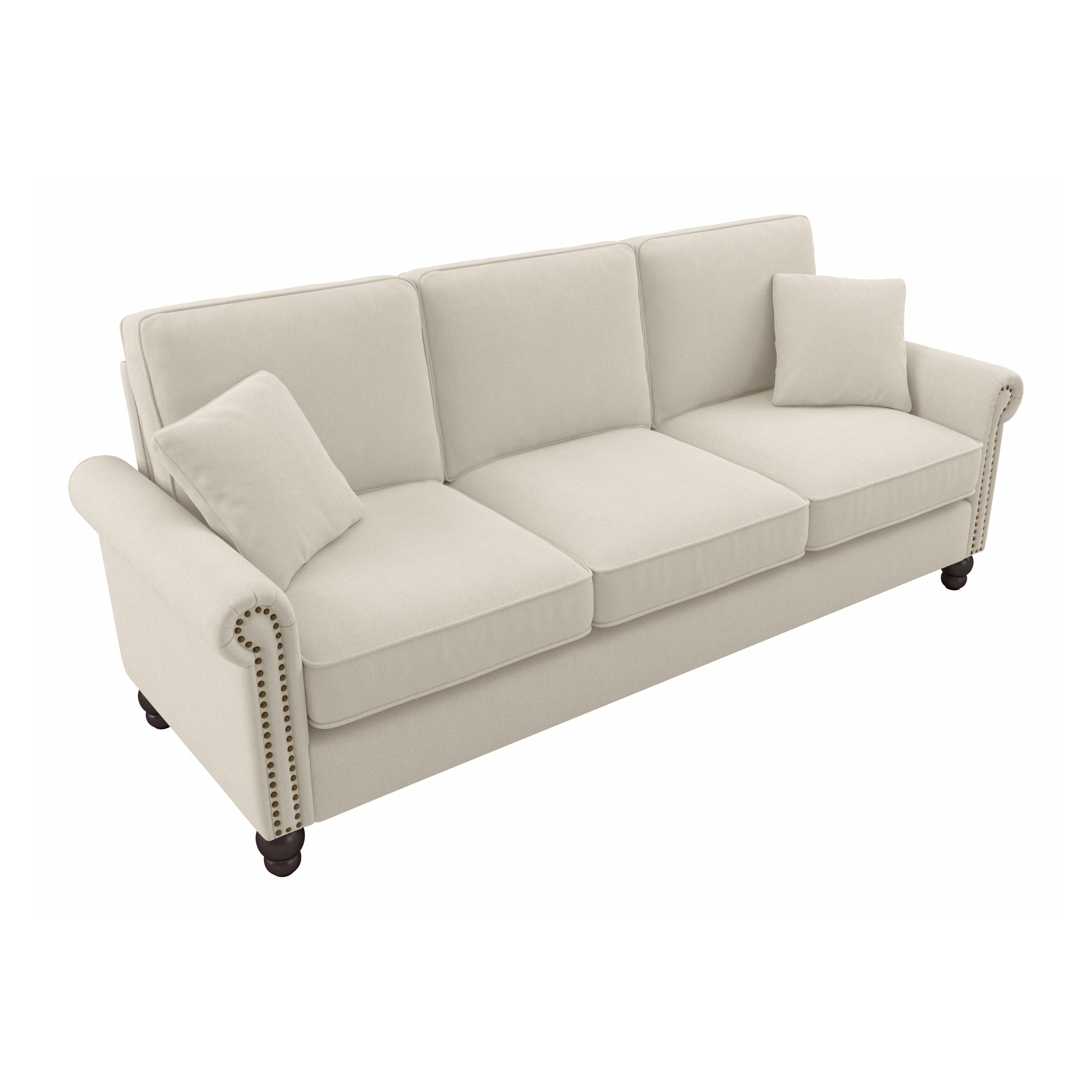 Shop Bush Furniture Coventry 85W Sofa 02 CVJ85BCRH-03K #color_cream herringbone fabric