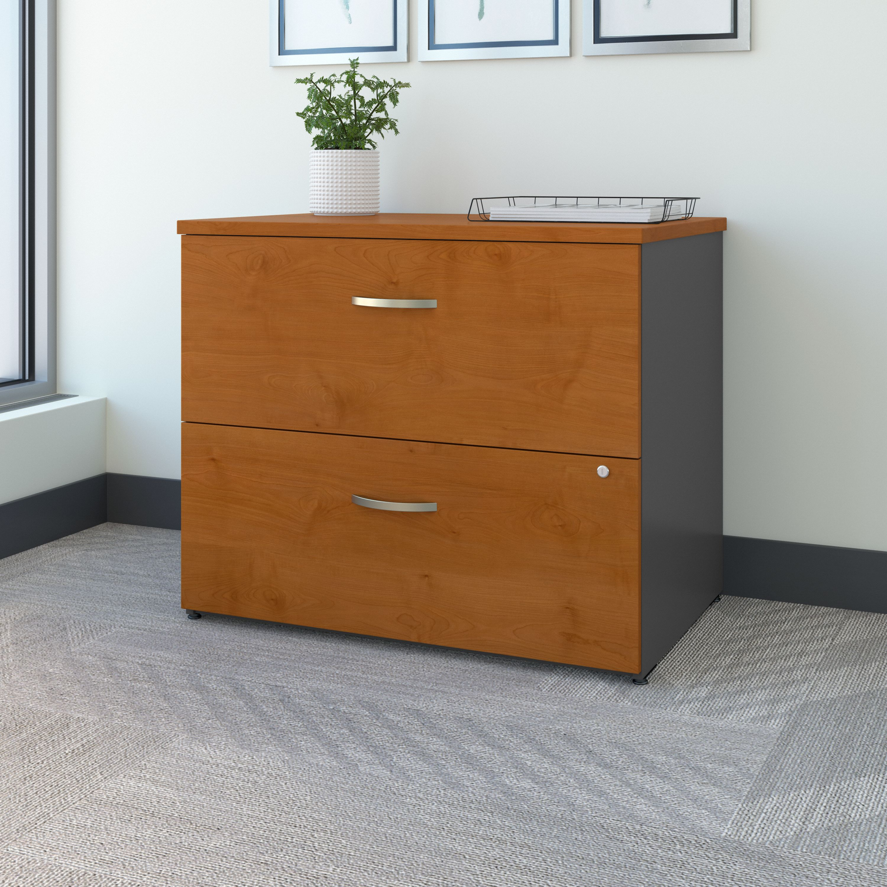 Shop Bush Business Furniture Series C Lateral File Cabinet 01 WC72454CSU #color_natural cherry/graphite gray