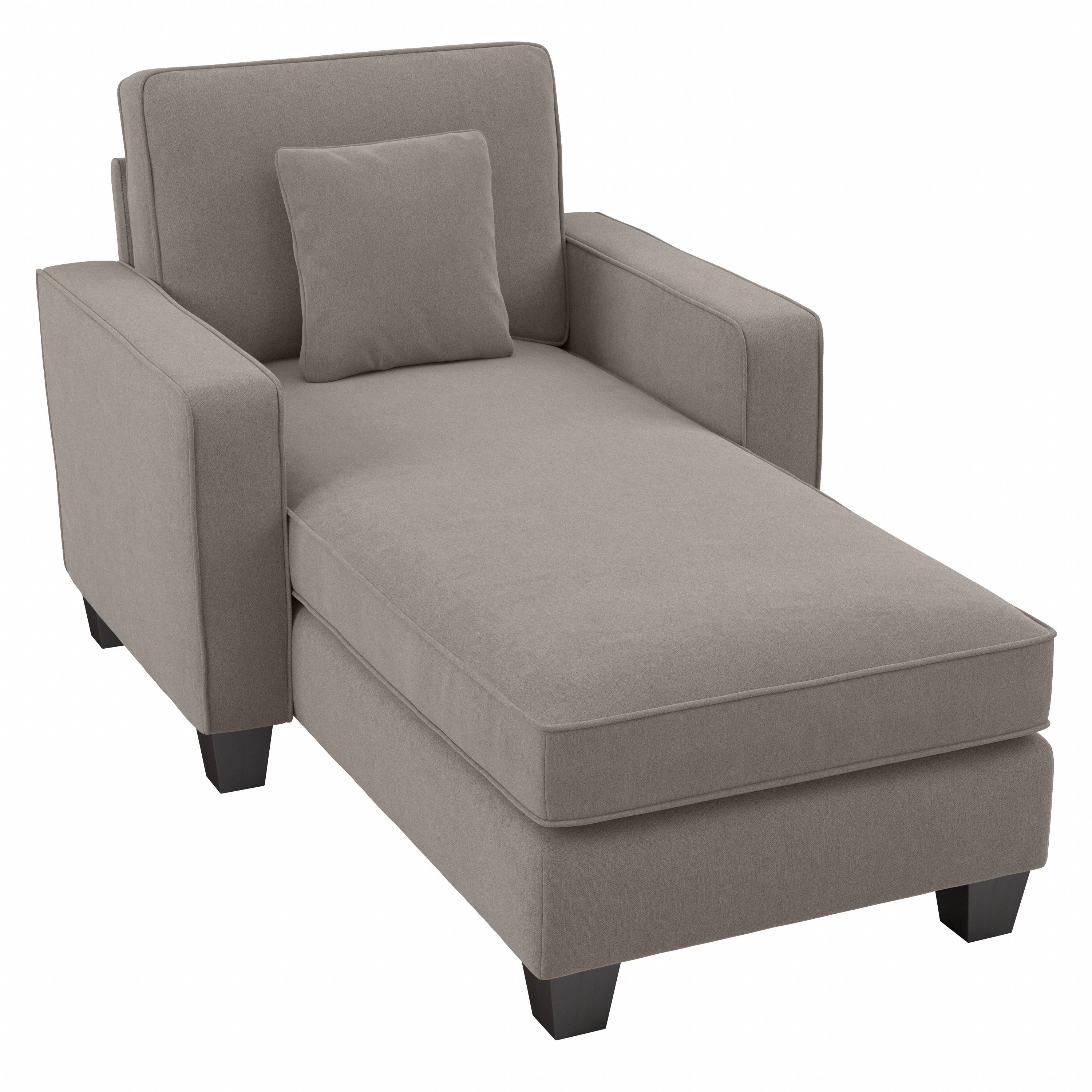 Shop Bush Furniture Stockton Chaise Lounge with Arms 02 SNM41SBGH-03K #color_beige herringbone fabric