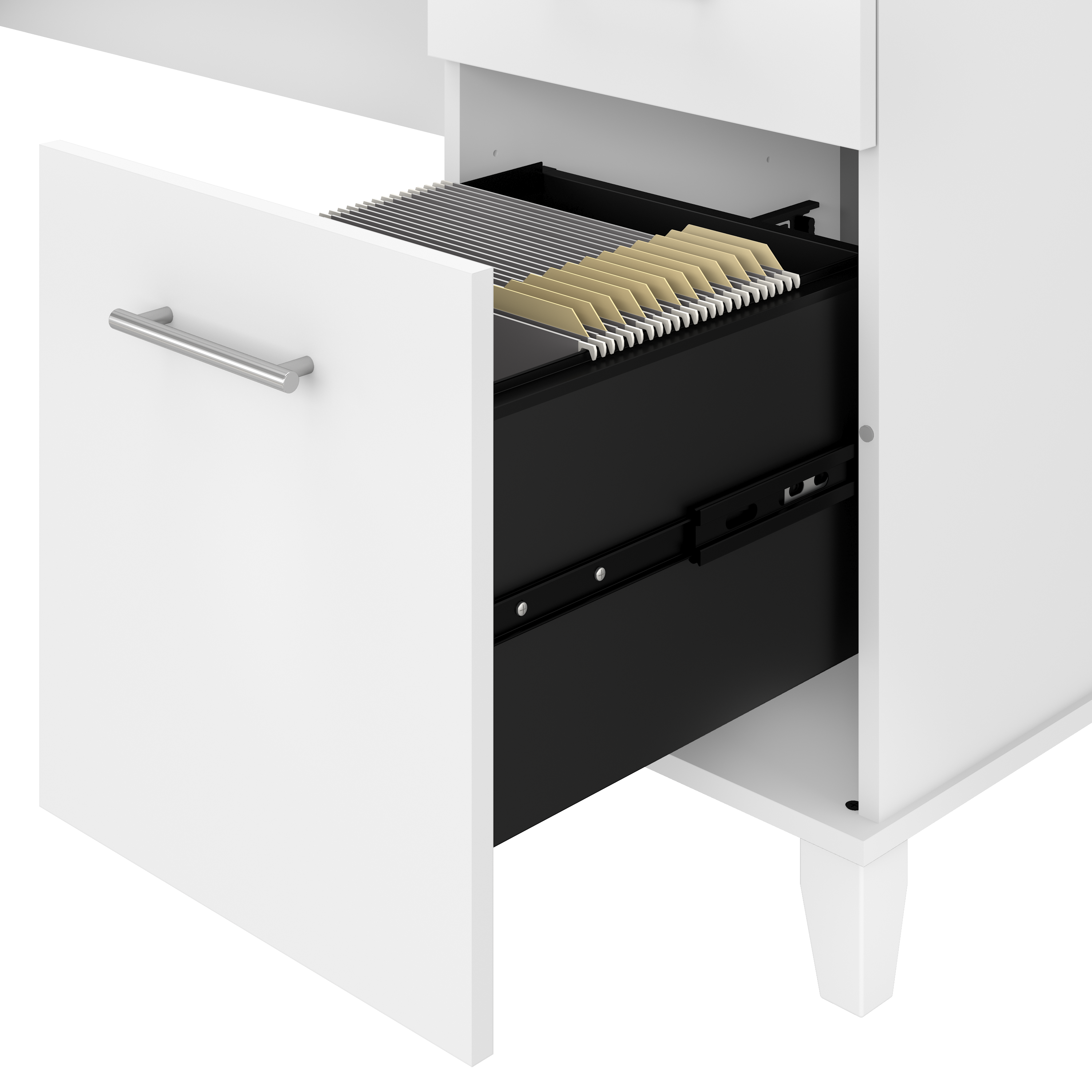 Shop Bush Furniture Somerset 60W Office Desk with Lateral File Cabinet and 5 Shelf Bookcase 03 SET013WH #color_white