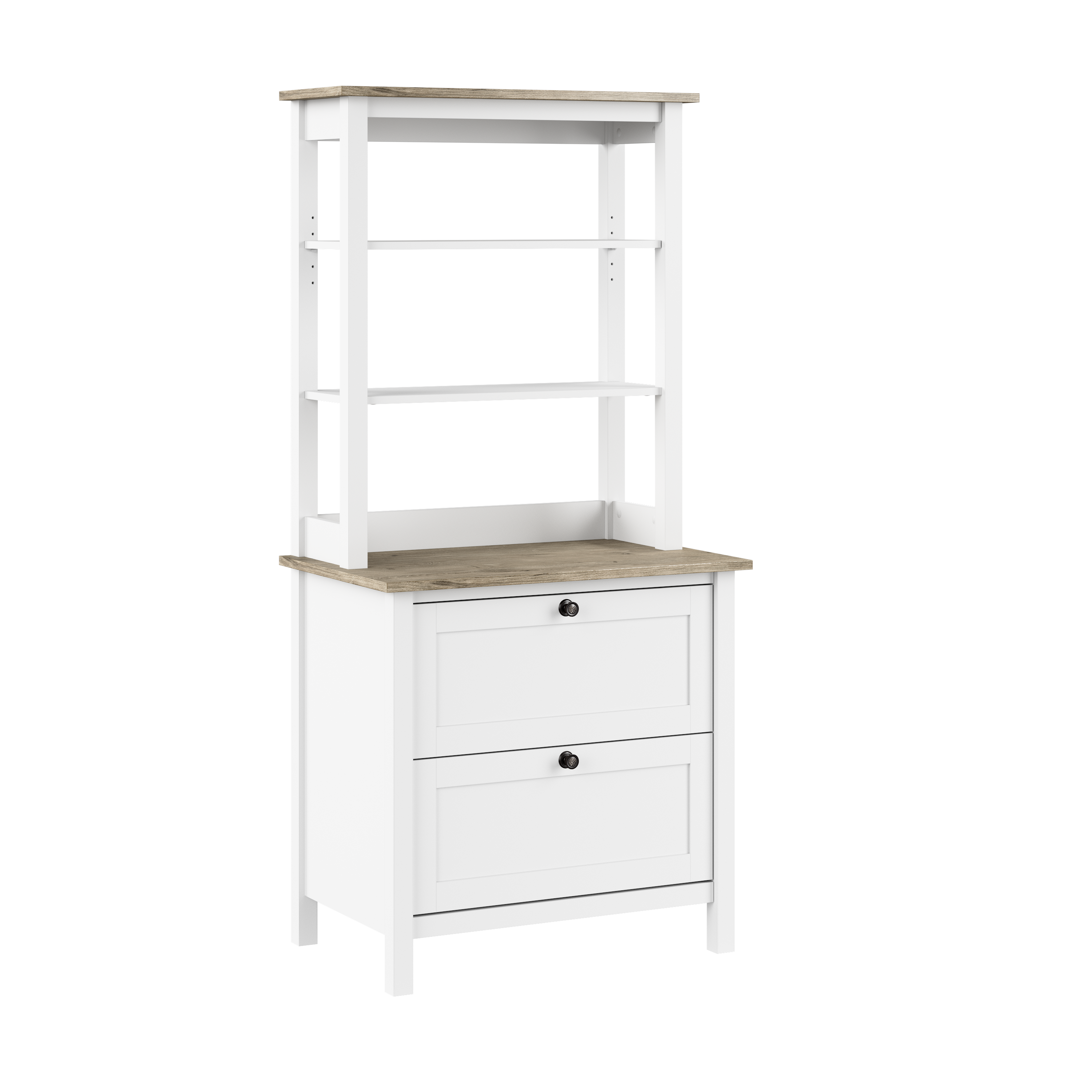 Shop Bush Furniture Mayfield Bookcase with Drawers 02 MAY018GW2 #color_shiplap gray/pure white