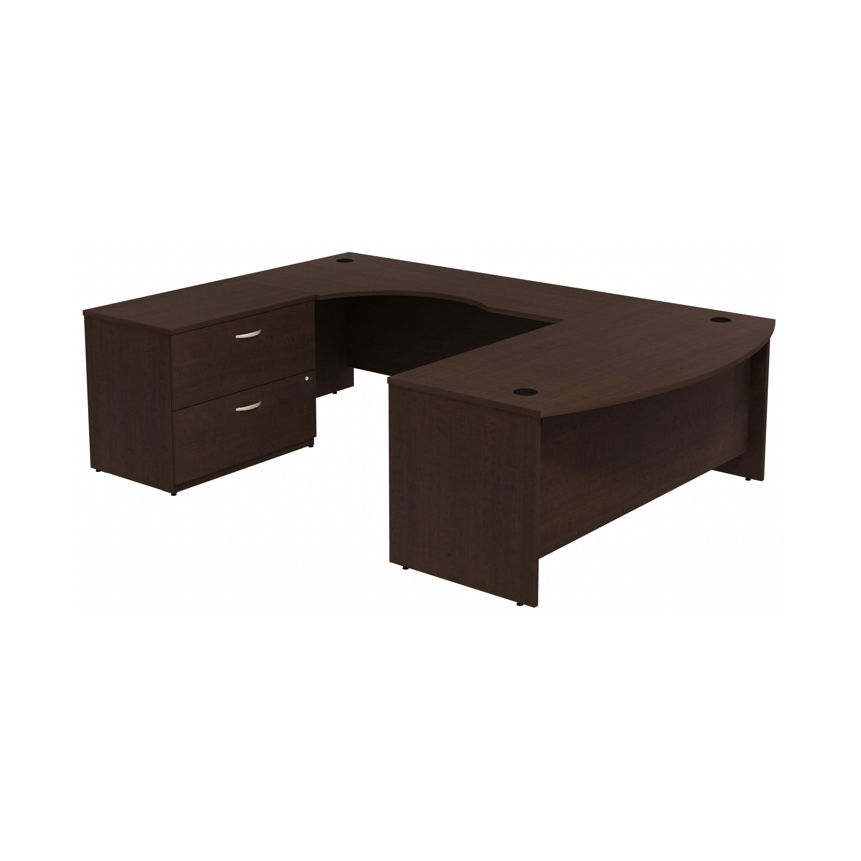 Shop Bush Business Furniture Series C Bow Front Left Handed U Shaped Desk with 2 Drawer Lateral File Cabinet 02 SRC019MRLSU #color_mocha cherry