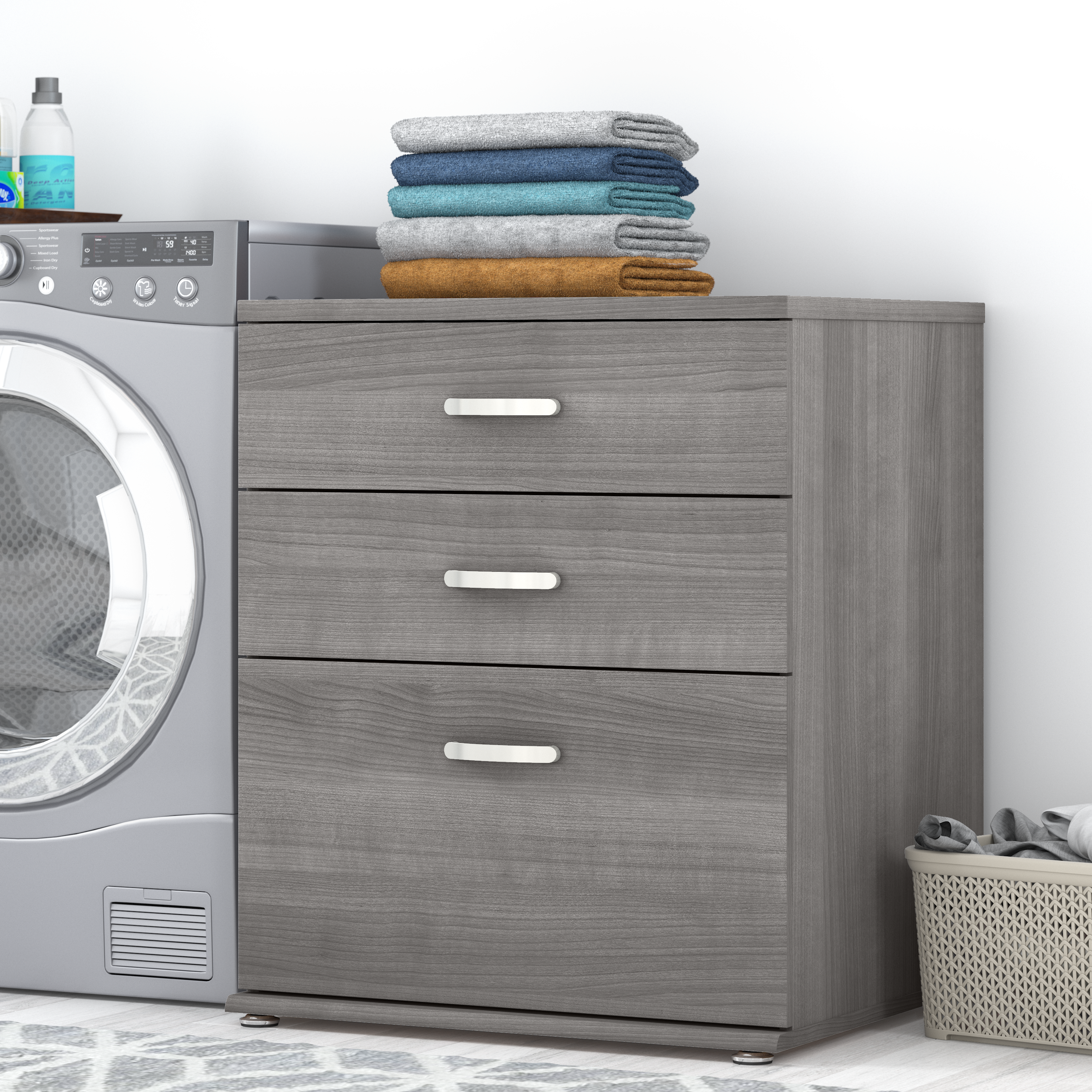 Shop Bush Business Furniture Universal Laundry Room Storage Cabinet with Drawers 01 LNS328PG-Z #color_platinum gray