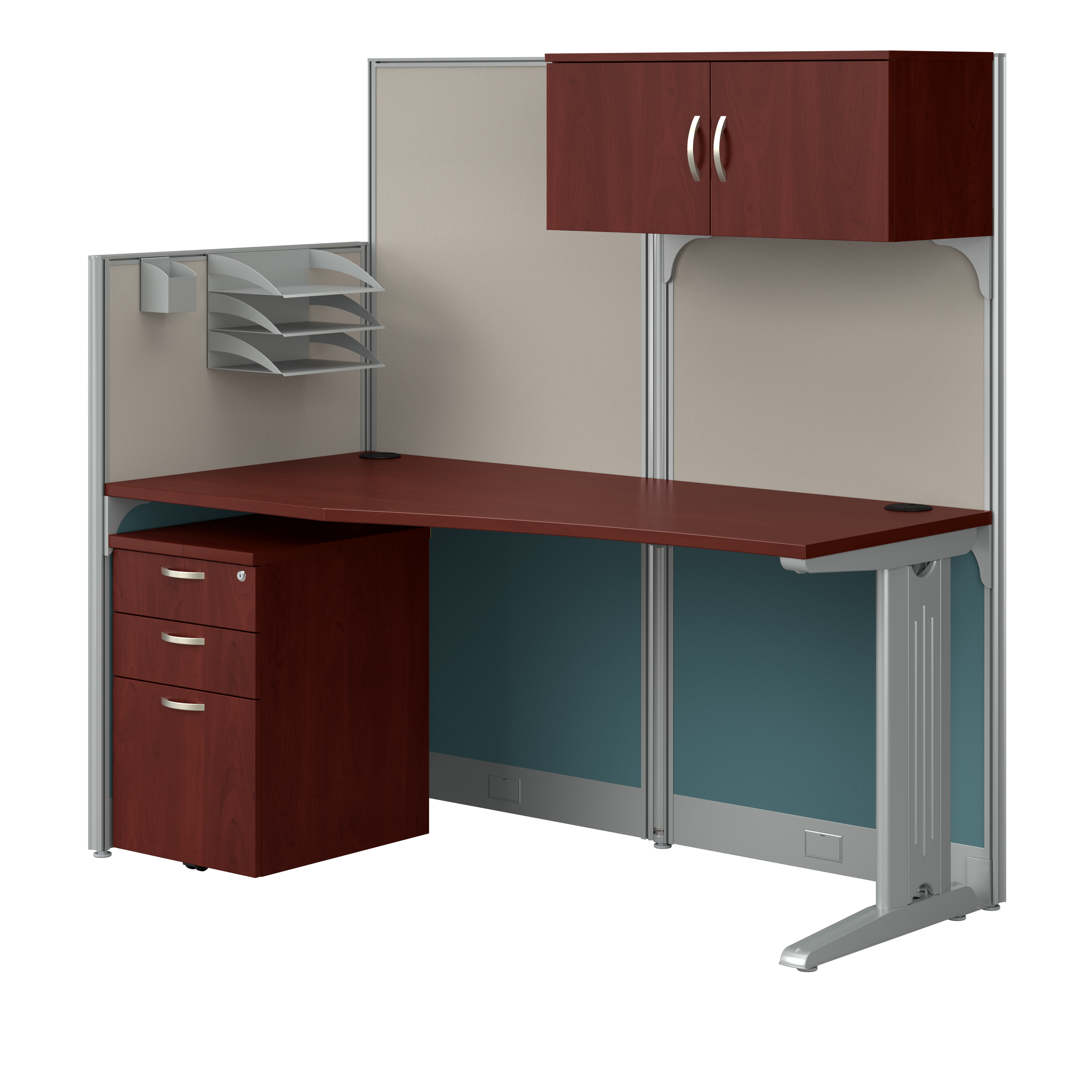 Shop Bush Business Furniture Office in an Hour 65W Straight Cubicle Desk with Storage, Drawers, and Organizers 02 WC36492-03STGK #color_hansen cherry