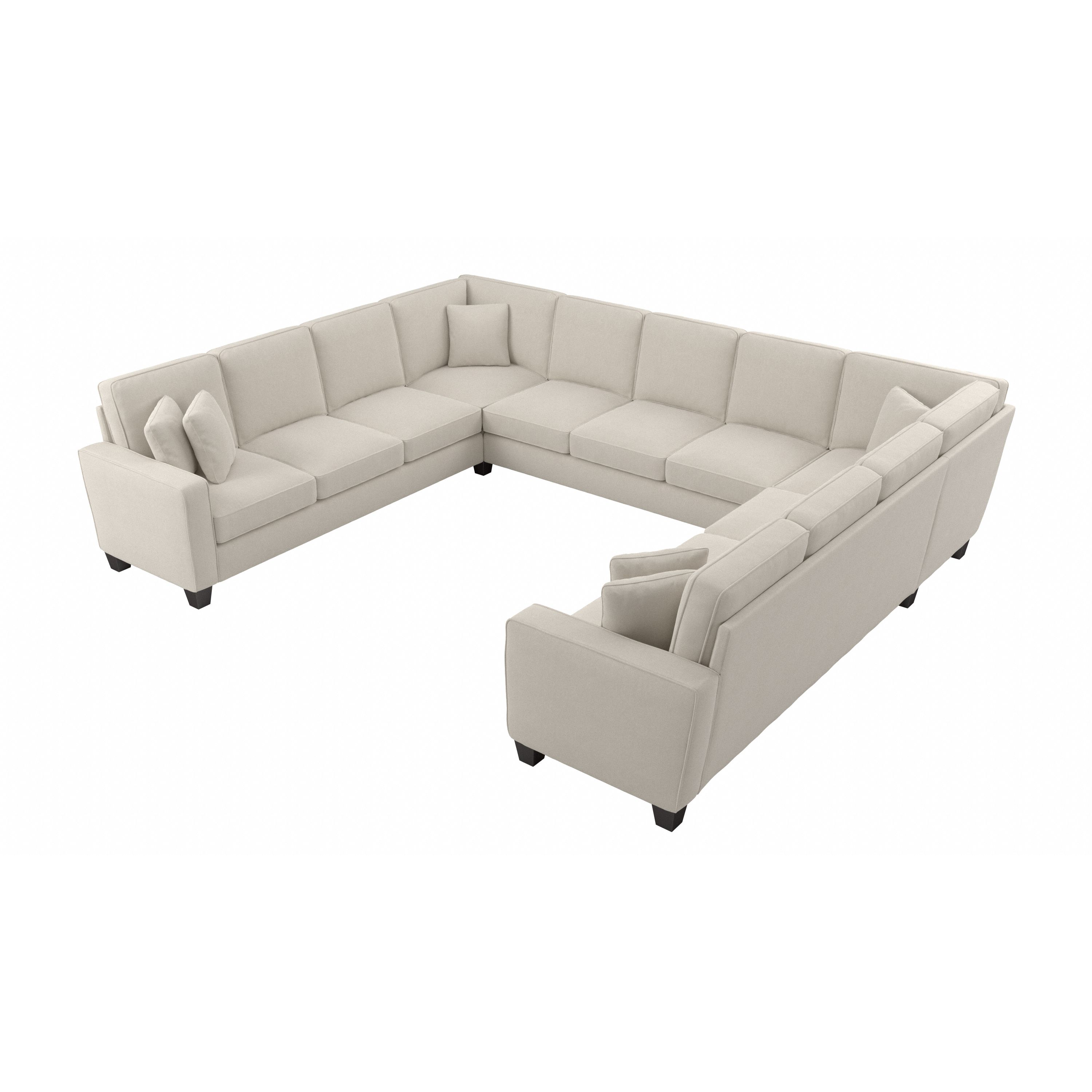 Shop Bush Furniture Stockton 137W U Shaped Sectional Couch 02 SNY135SCRH-03K #color_cream herringbone fabric