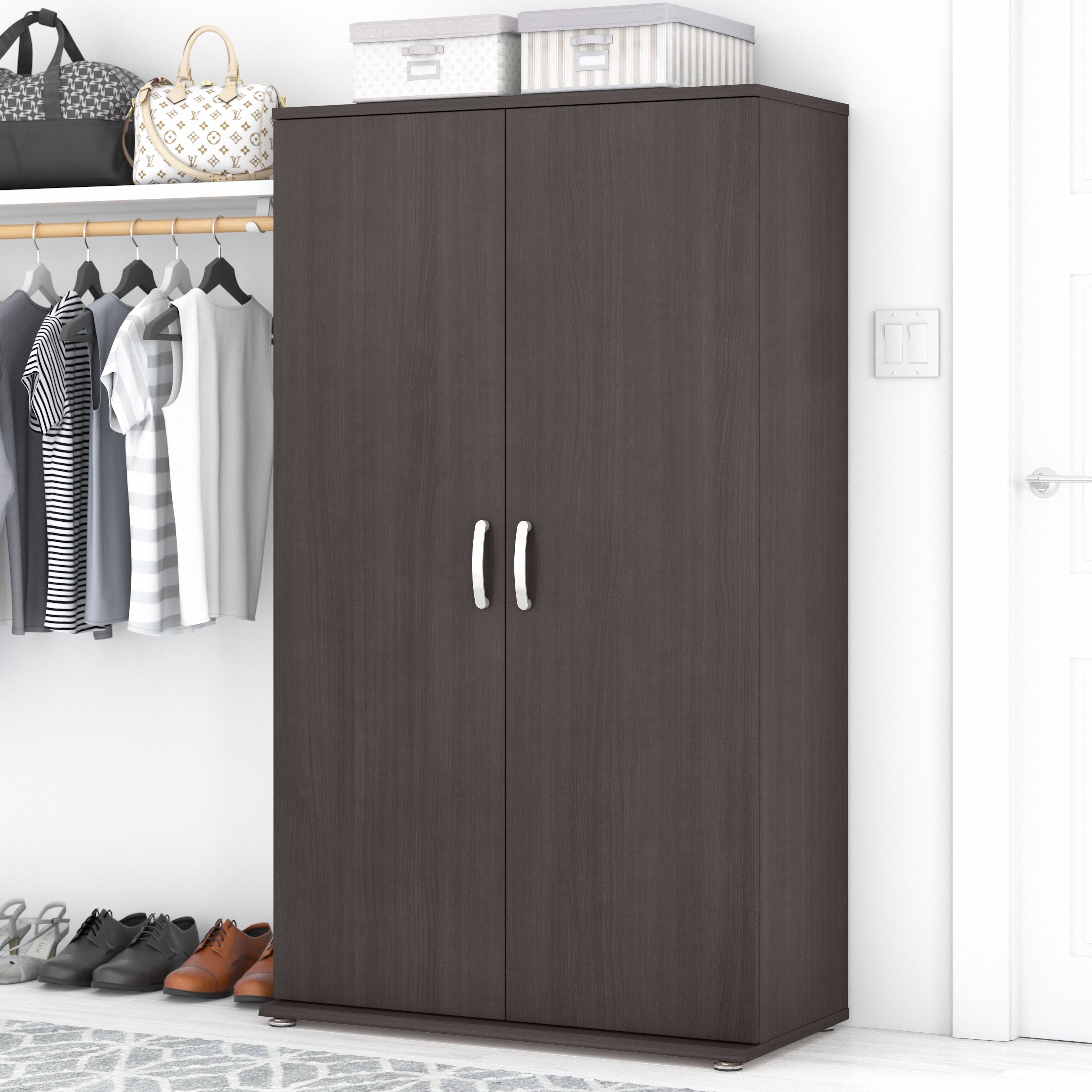 Shop Bush Business Furniture Universal Tall Clothing Storage Cabinet with Doors and Shelves 01 CLS136SG-Z #color_storm gray