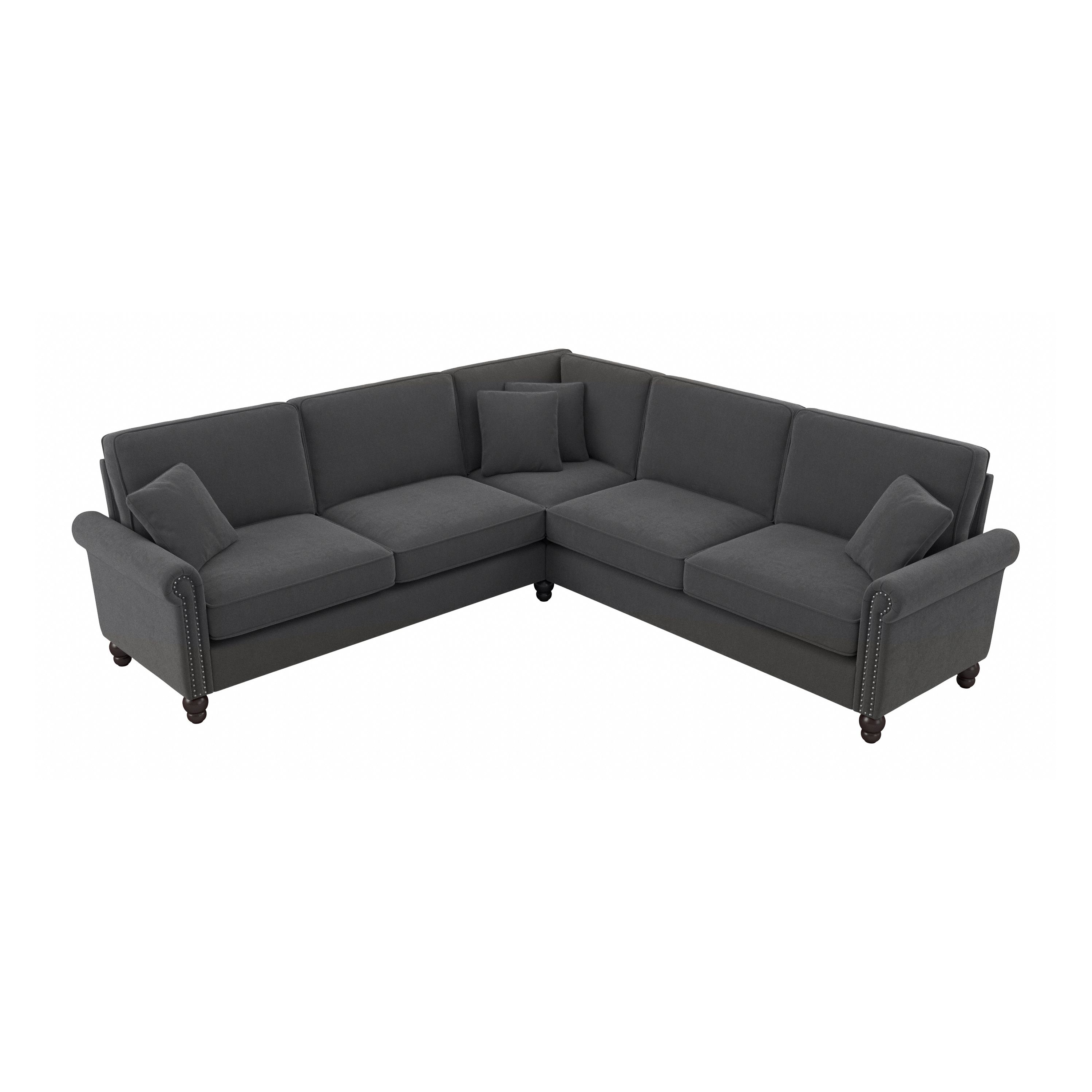 Shop Bush Furniture Coventry 99W L Shaped Sectional Couch 02 CVY98BCGH-03K #color_charcoal gray herringbone fabr