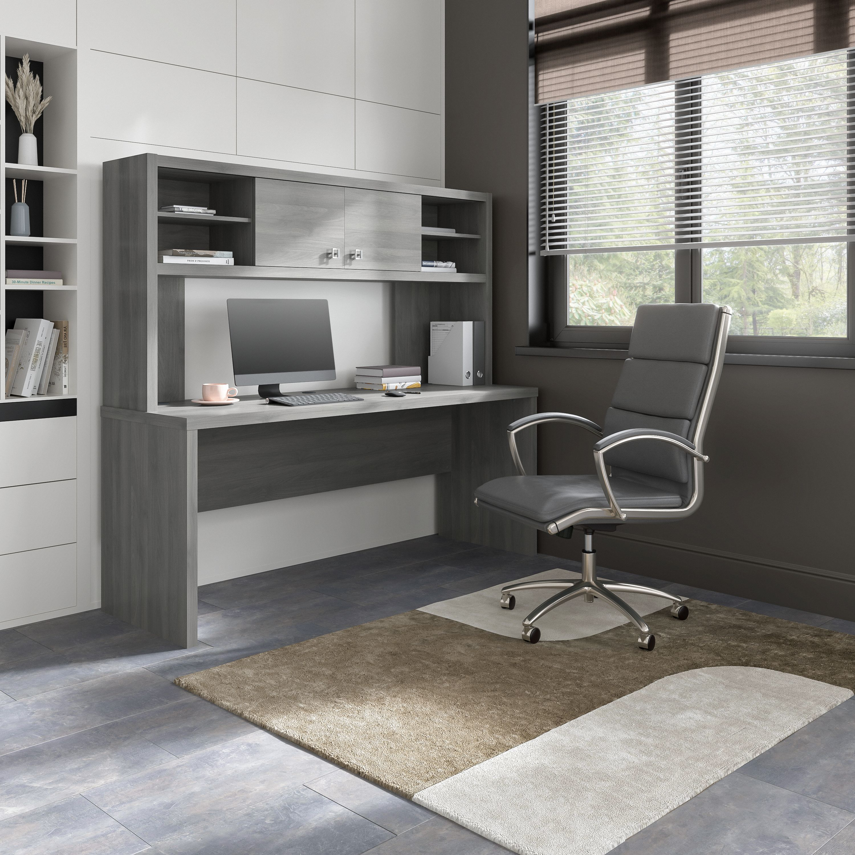 Shop Bush Business Furniture Echo 72W Computer Desk with Hutch 01 ECH056MG #color_modern gray