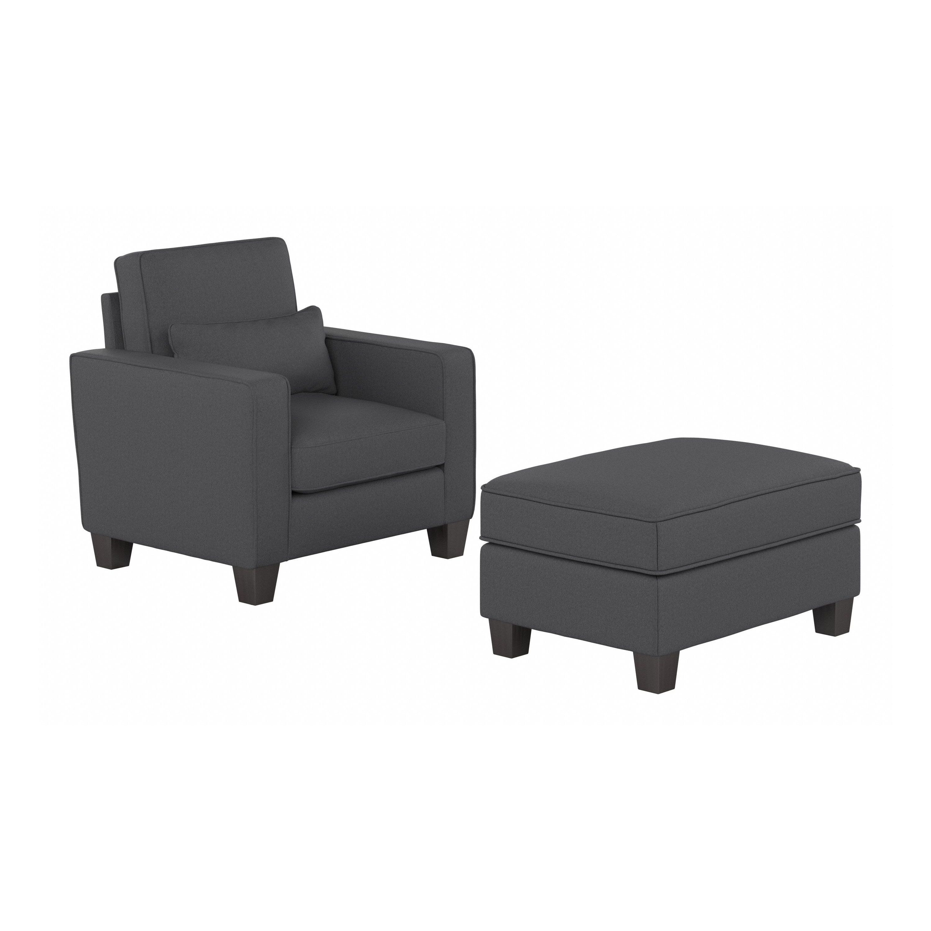 Shop Bush Furniture Stockton Accent Chair with Ottoman Set 02 SKT010CGH #color_charcoal gray herringbone fabr