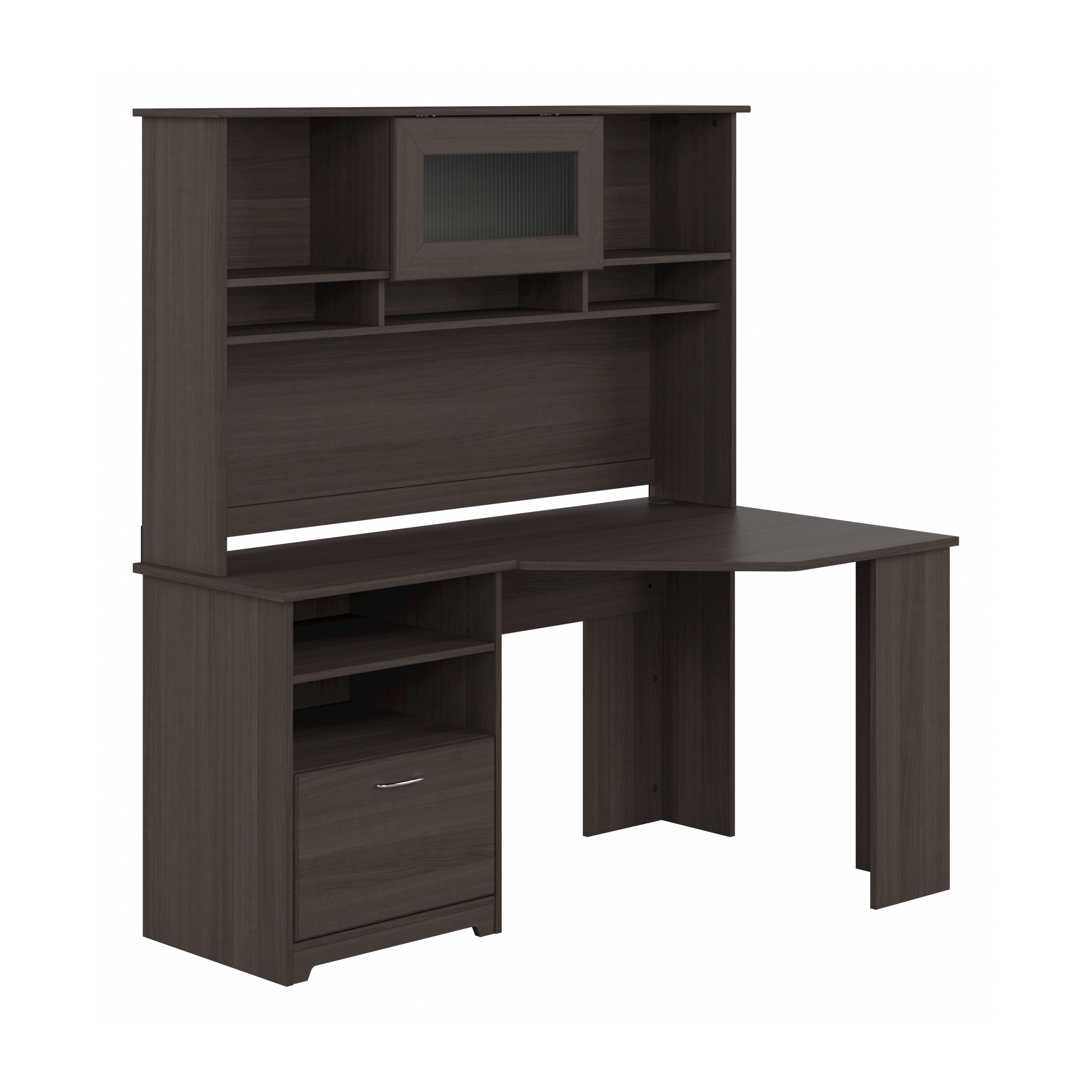 Shop Bush Furniture Cabot 60W Corner Desk with Hutch 02 CAB008HRG #color_heather gray
