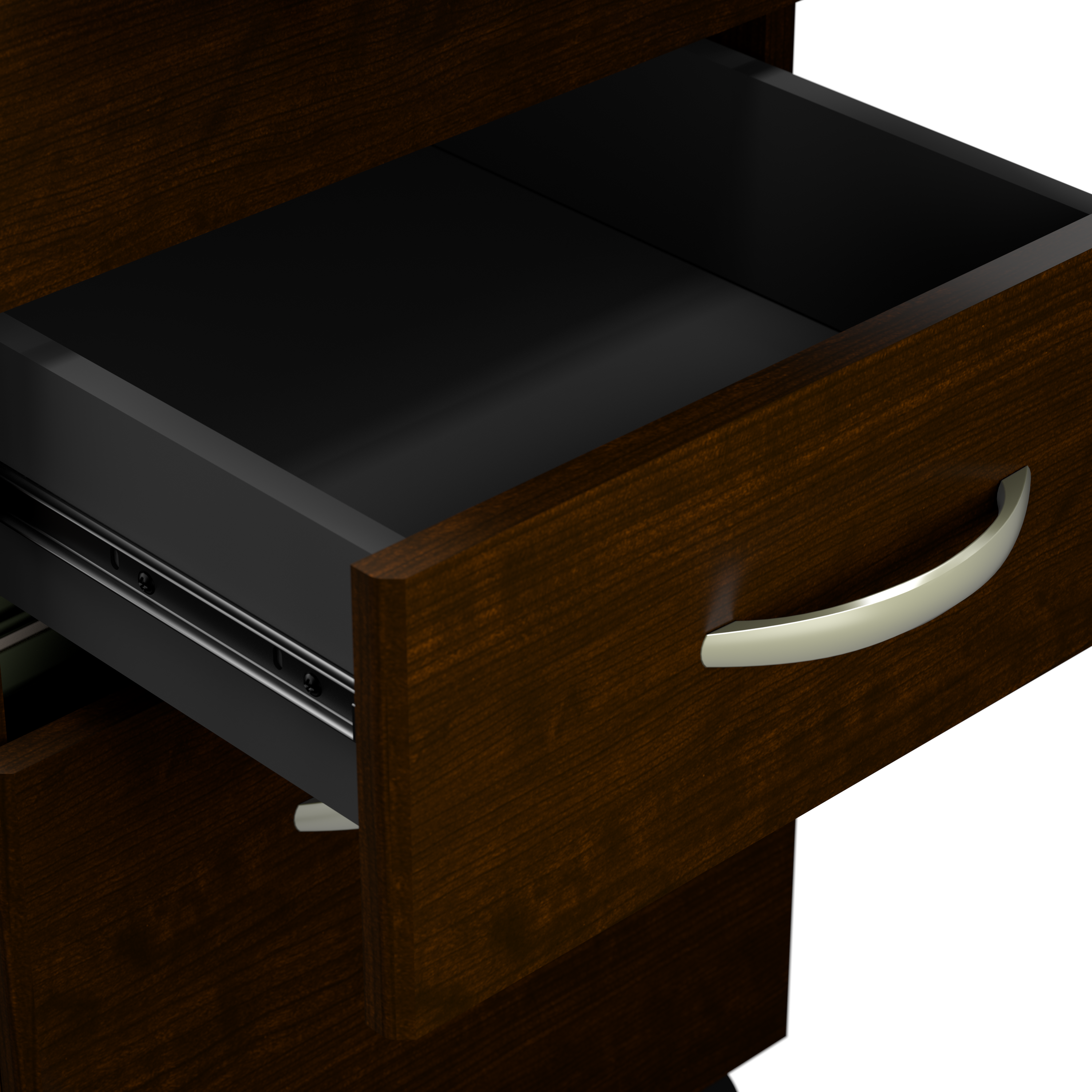 Shop Bush Business Furniture Arrive 72W x 72D L Shaped Reception Desk with Shelf and Mobile File Cabinet 04 ARV007MR #color_mocha cherry